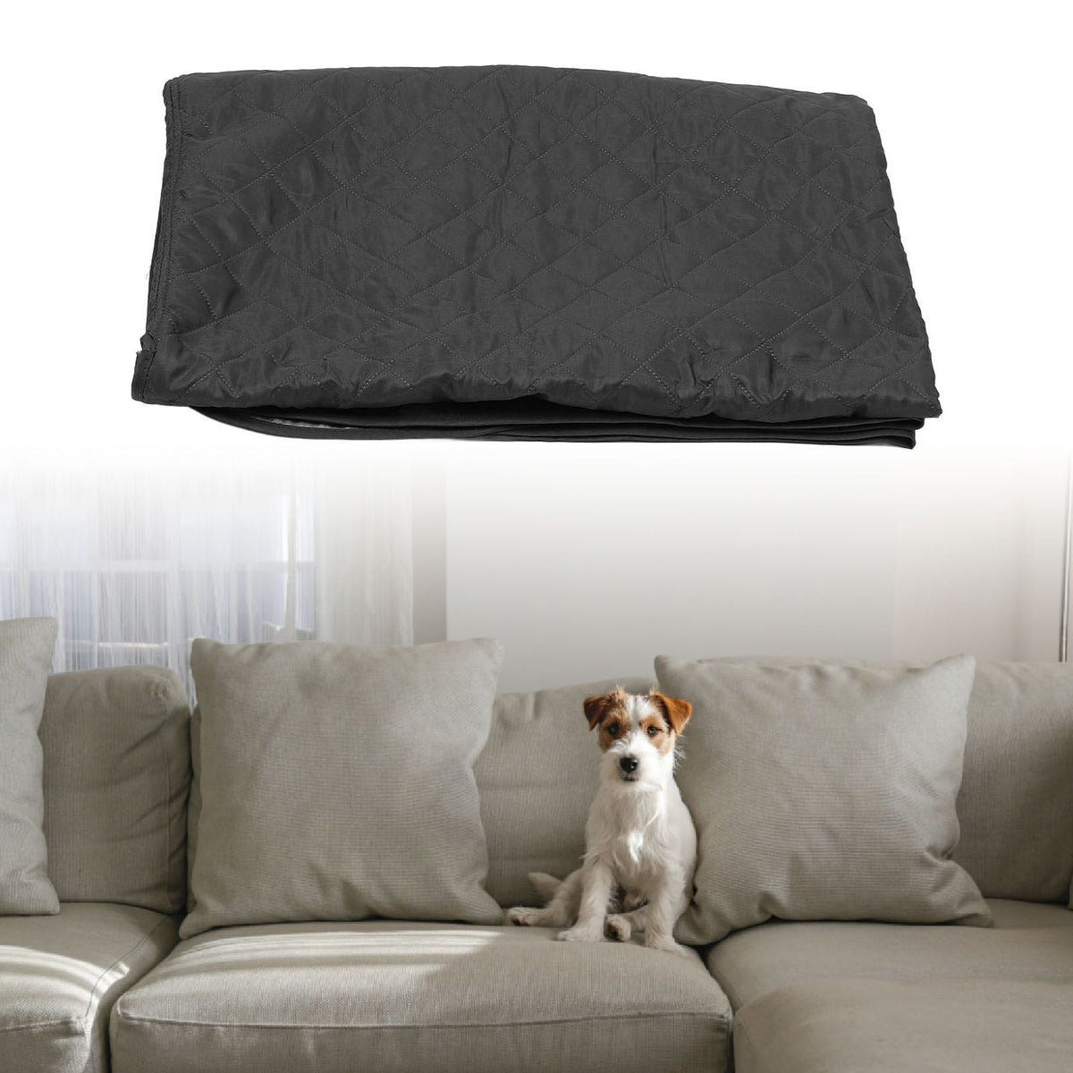 Sofa Protective Cover Waterproof Washable Wear Resistant 2 Seats Polyester Mat for Pets Gray