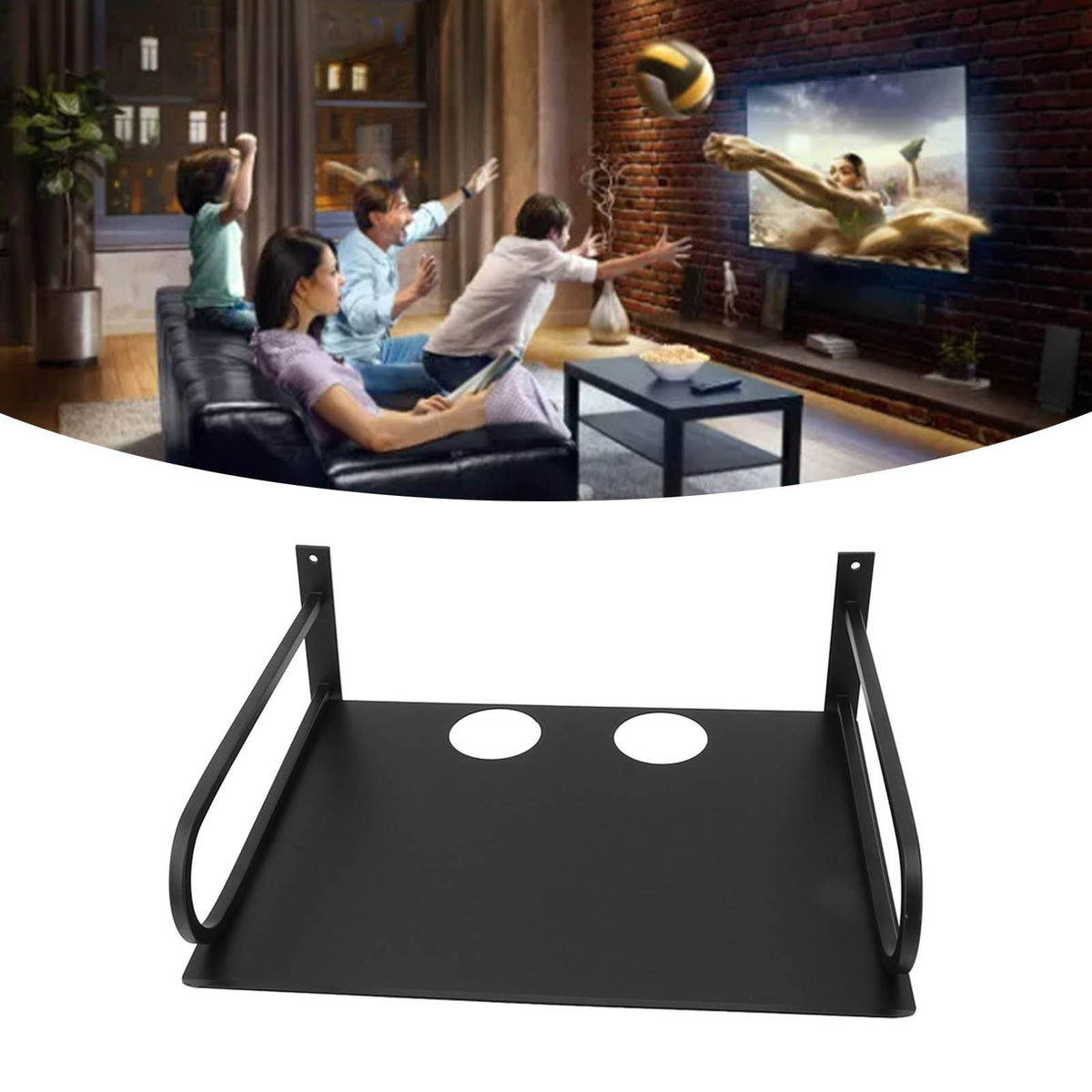Wall Mounted Projector Shelf Aluminum Floating Projector, Black