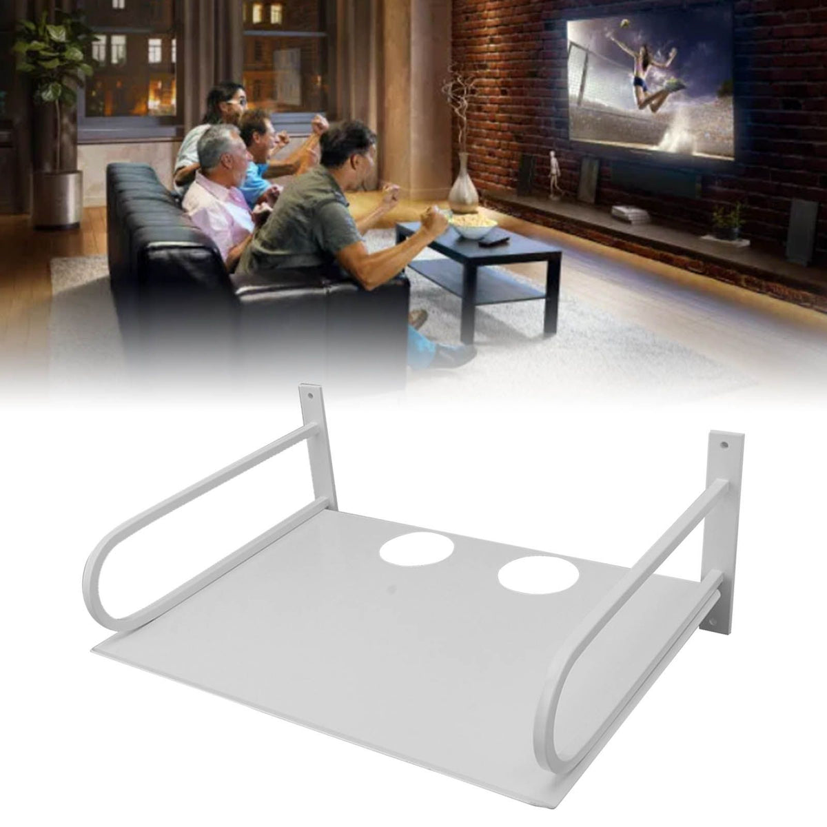 Wall Mounted Projector Shelf Aluminum Floating Projector, White