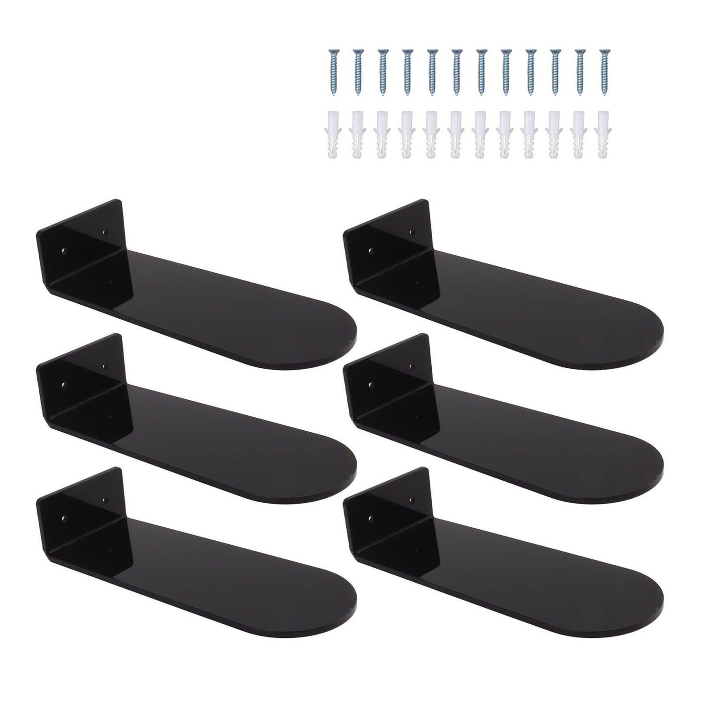 6pcs Floating Shoe Shelves 7.9in Length Acrylic Shoe Display for Footwear Collection Black