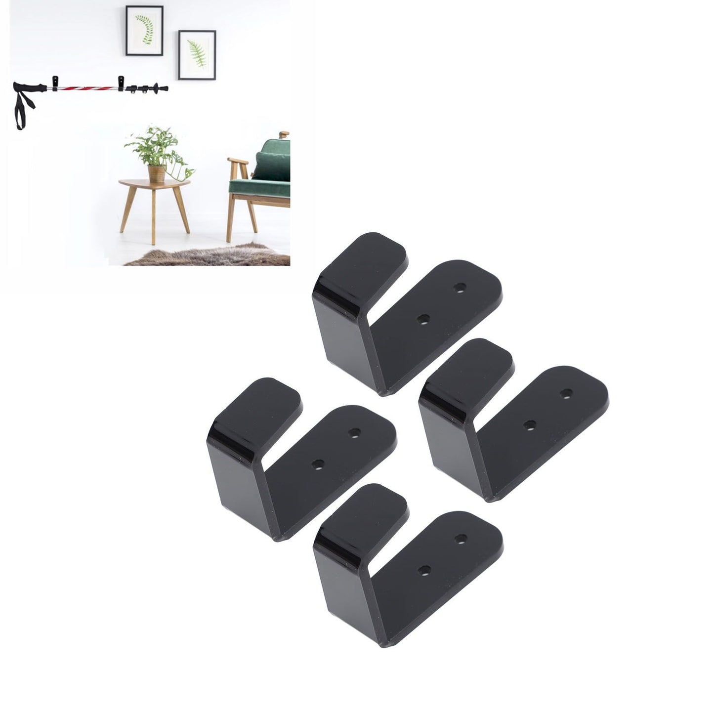 4PCS Hockey Stick Rack Black Acrylic Hockey Stick Holder Wall Mount Versatile Hockey Stick Hanger for Club Bar Garage