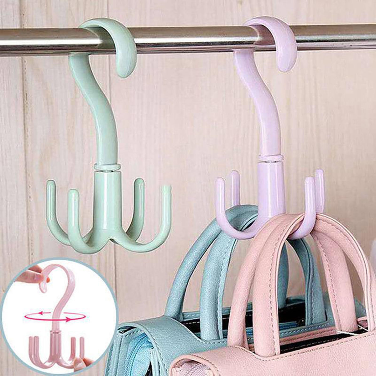 8 Pcs 4 Claws Closet Hangers 360 Degree Rotatable Closet