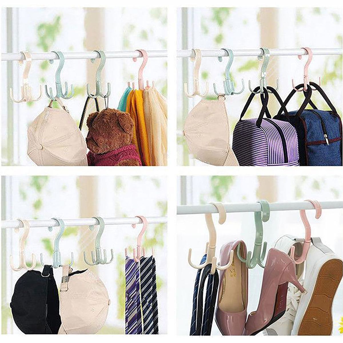 8 Pcs 4 Claws Closet Hangers 360 Degree Rotatable Closet