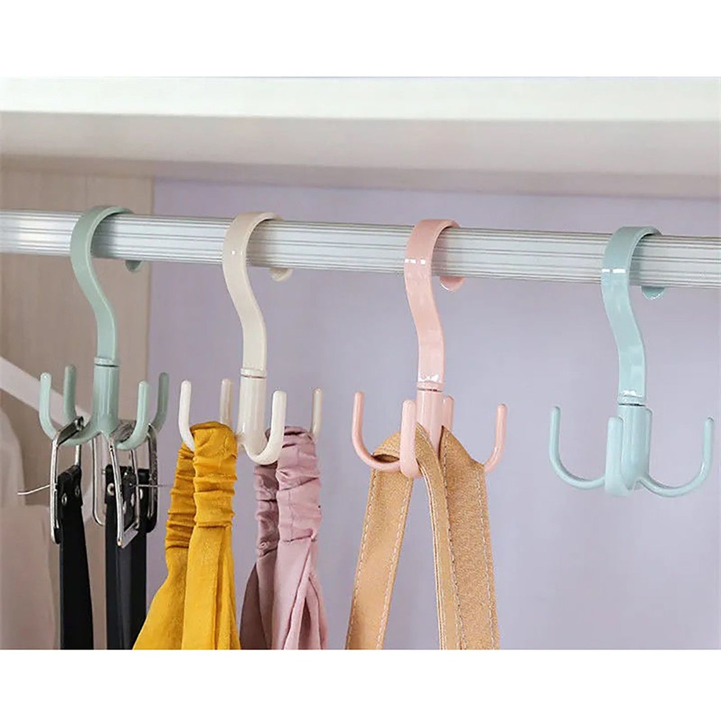 8 Pcs 4 Claws Closet Hangers 360 Degree Rotatable Closet Hanger Hook Thickened Strong Load Bearing Random Color
