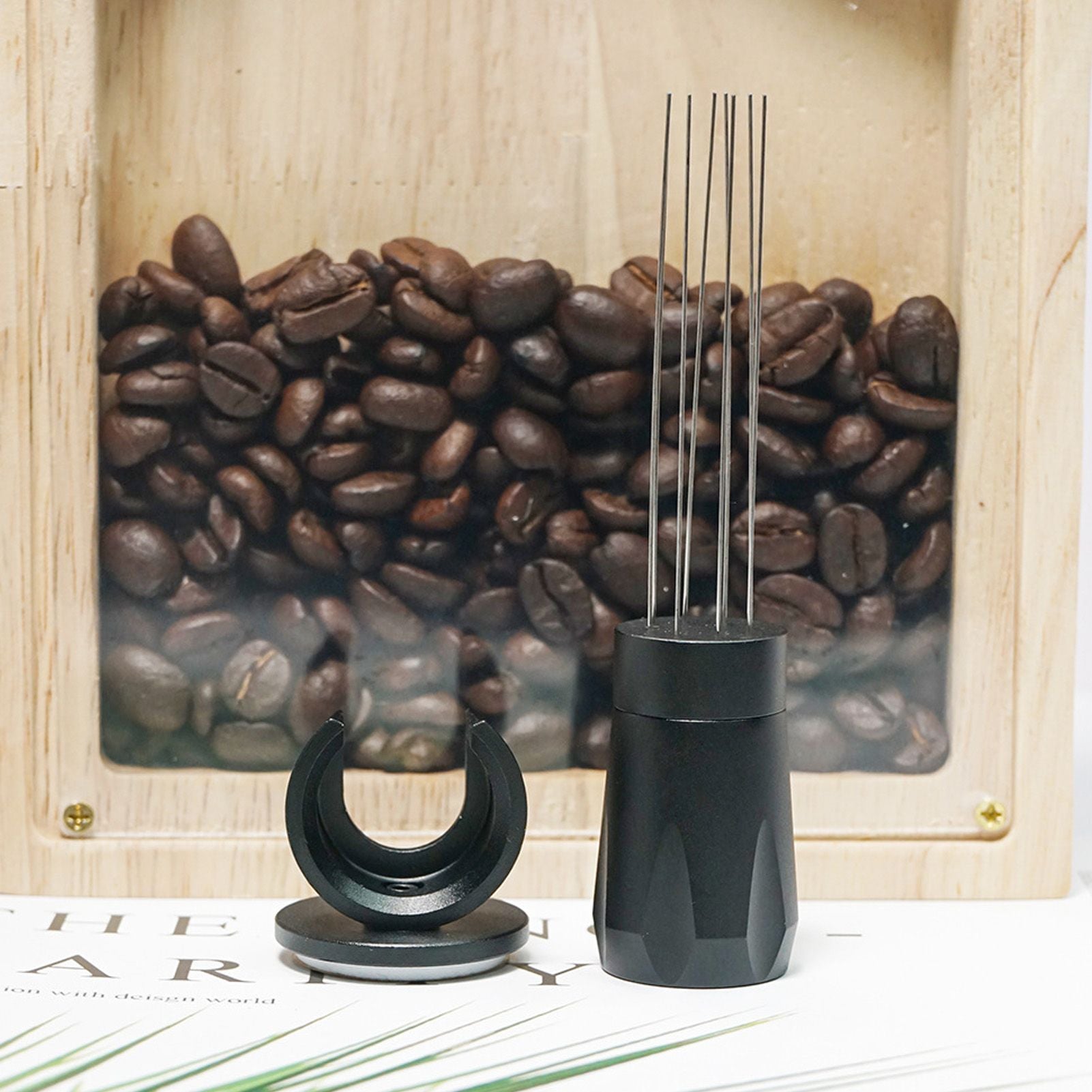 Coffee Distribution Tool Non Stick Black Aluminum Alloy Stainless Steel Coffee Stirring Tamper for Coffee Making
