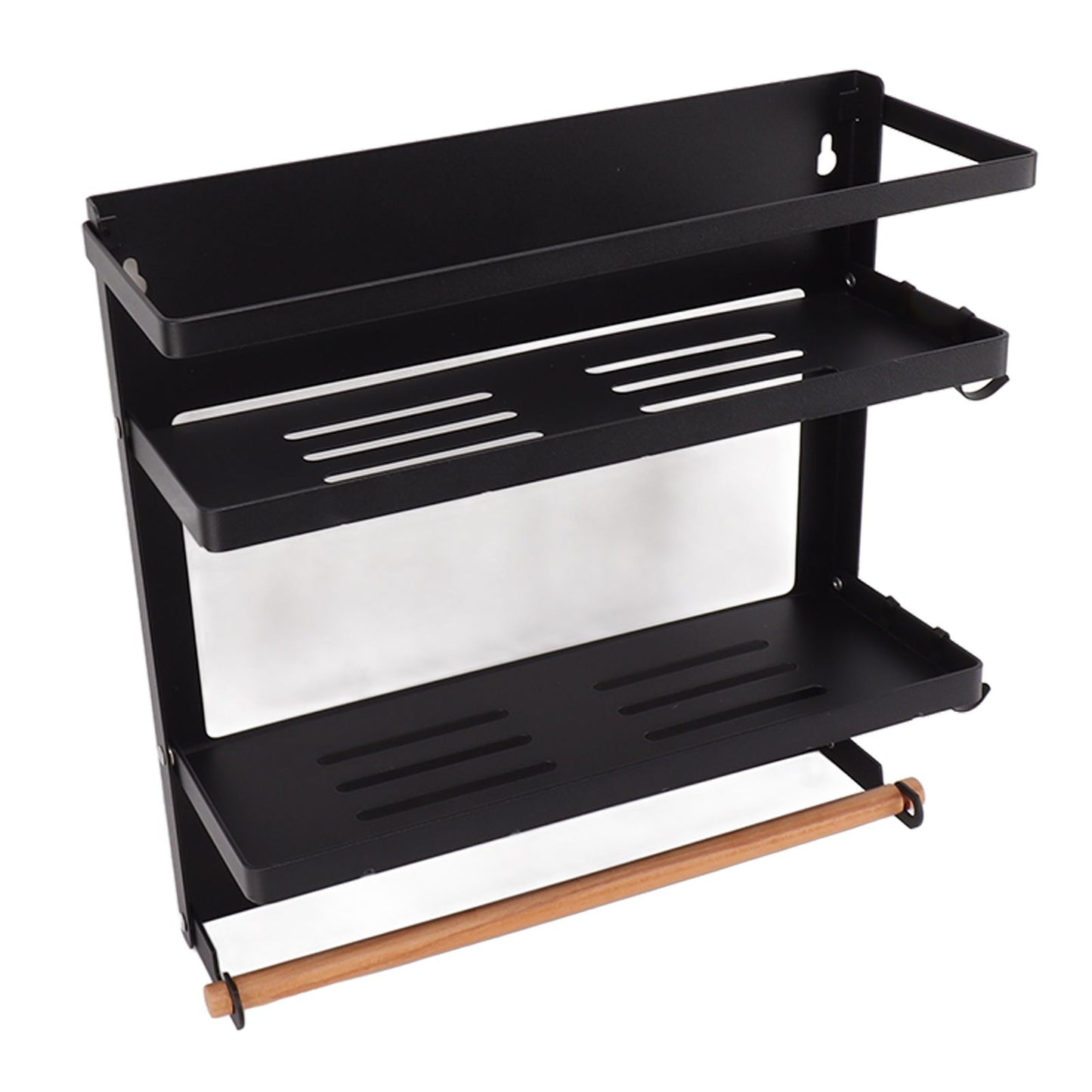 Magnetic Fridge Spice Rack Foldable Multifunctional Adjustable Durable Refrigerator Side Shelf for Kitchen 11.8in Double Tier