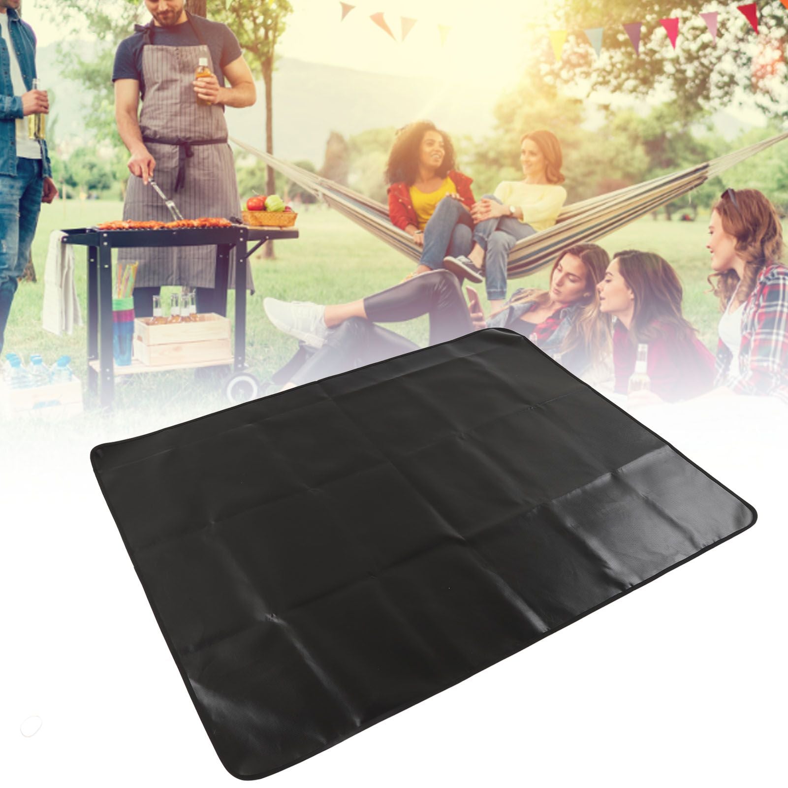 Grill Mats Double Sided Silicone Fireproof Reusable Foldable BBQ Pads for Outdoor Camping Garden Yard Picnic 152x122CM Rectangle