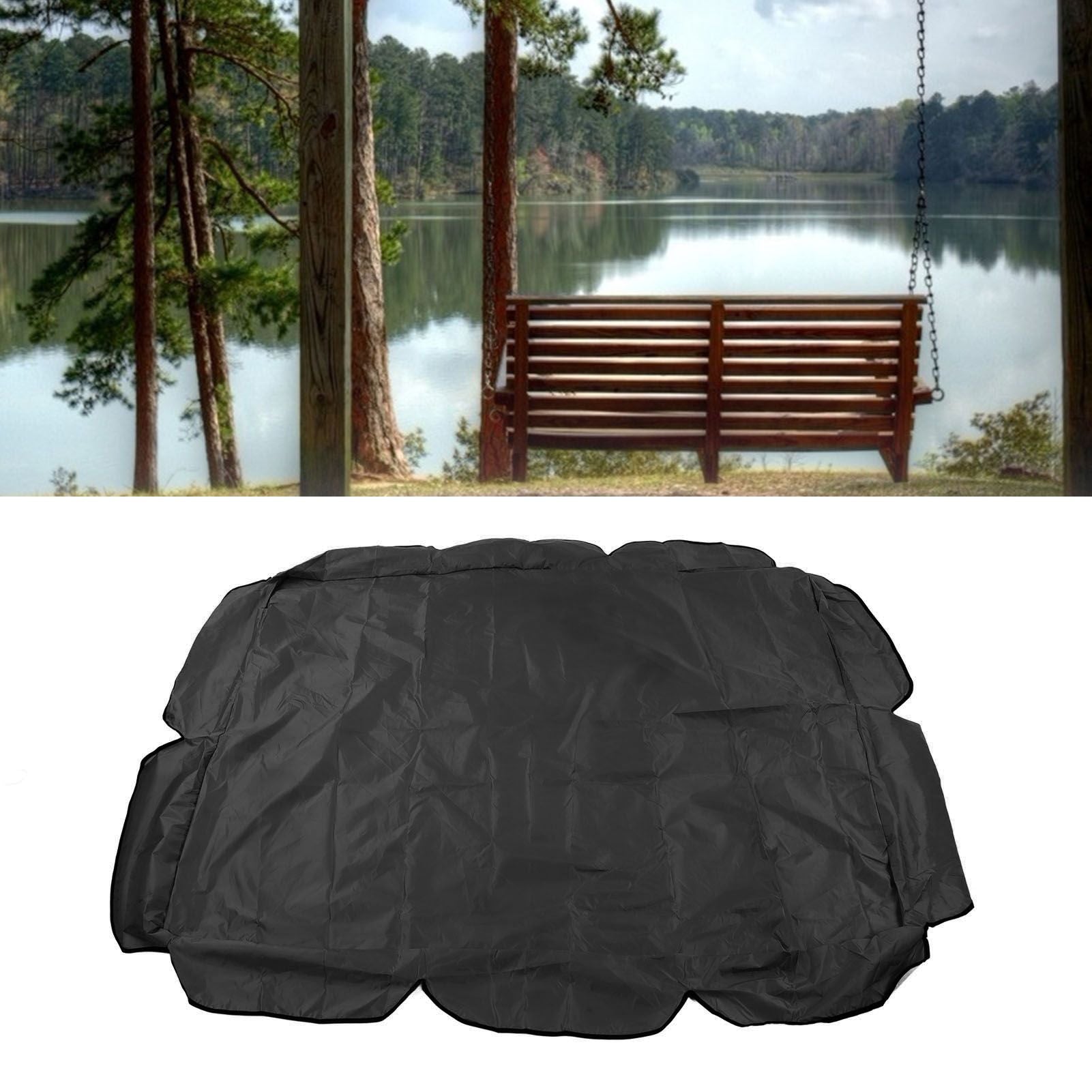 Swing Canopy 210D Silver Coated Oxford Waterproof UV Proof for Outdoor Patio Yard Chair 142x120x18cm Black