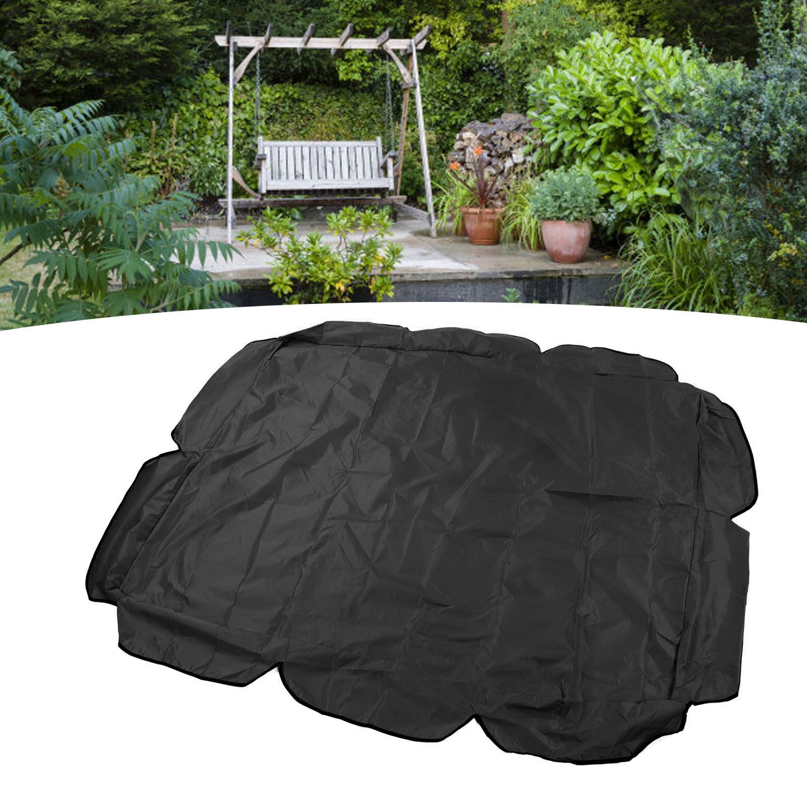 Swing Canopy 210D Silver Coated Oxford Waterproof UV Proof for Outdoor Patio Yard Chair 142x120x18cm Black