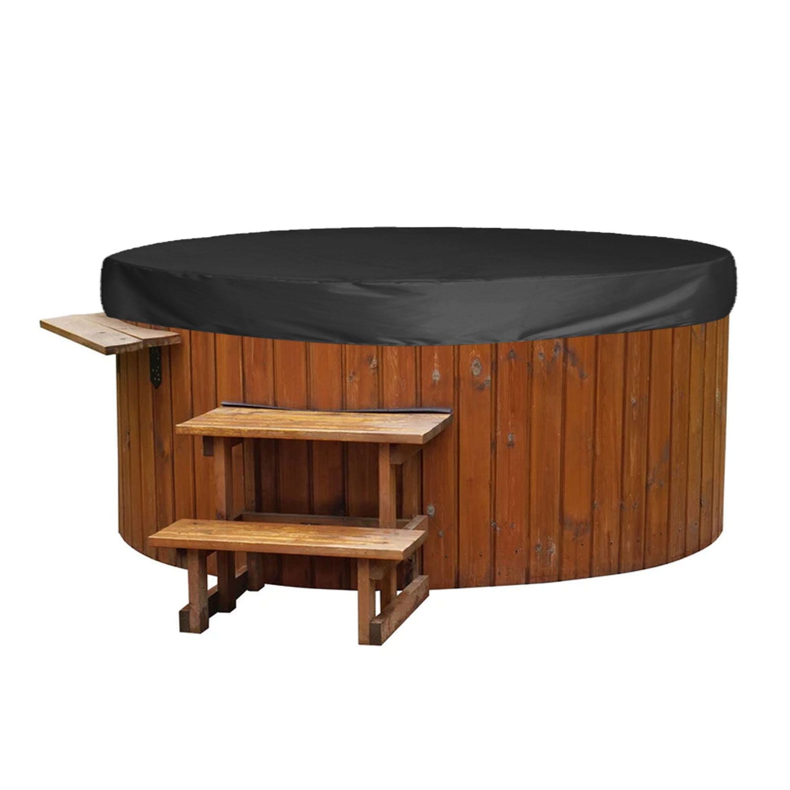 Outdoor Furniture Dust Covers Round Bathtub Cover 190 Silver Polyester Taffeta Hot Tub Waterproof Cover 190x30cm Black