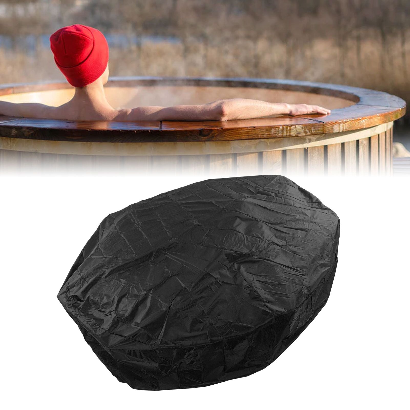 Outdoor Furniture Dust Covers Round Bathtub Cover 190 Silver Polyester Taffeta Hot Tub Waterproof Cover 190x30cm Black