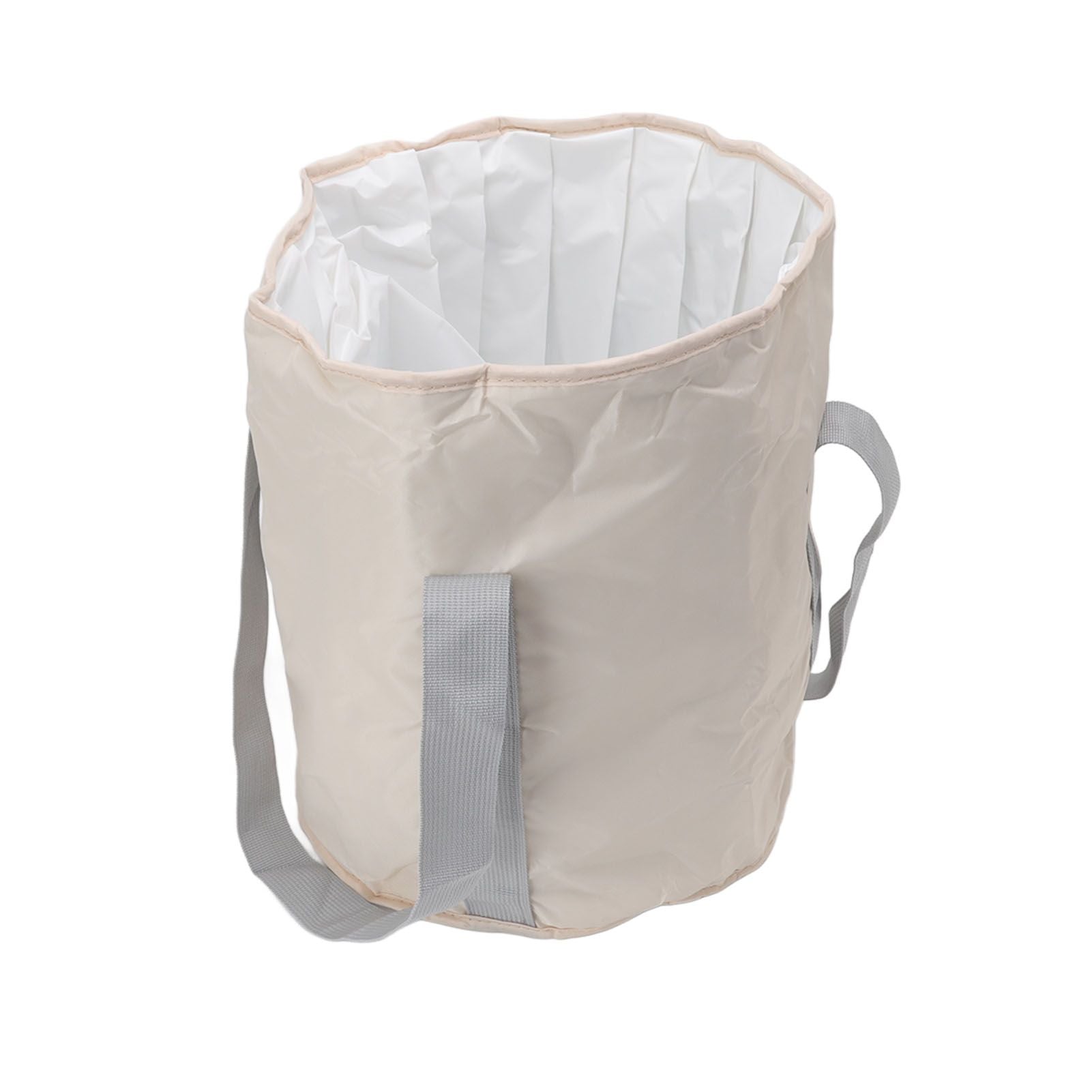 Foldable Foot Tub Polyester Double Layer Collapsible Camping Bucket with Storage Bag for Outdoor Beige