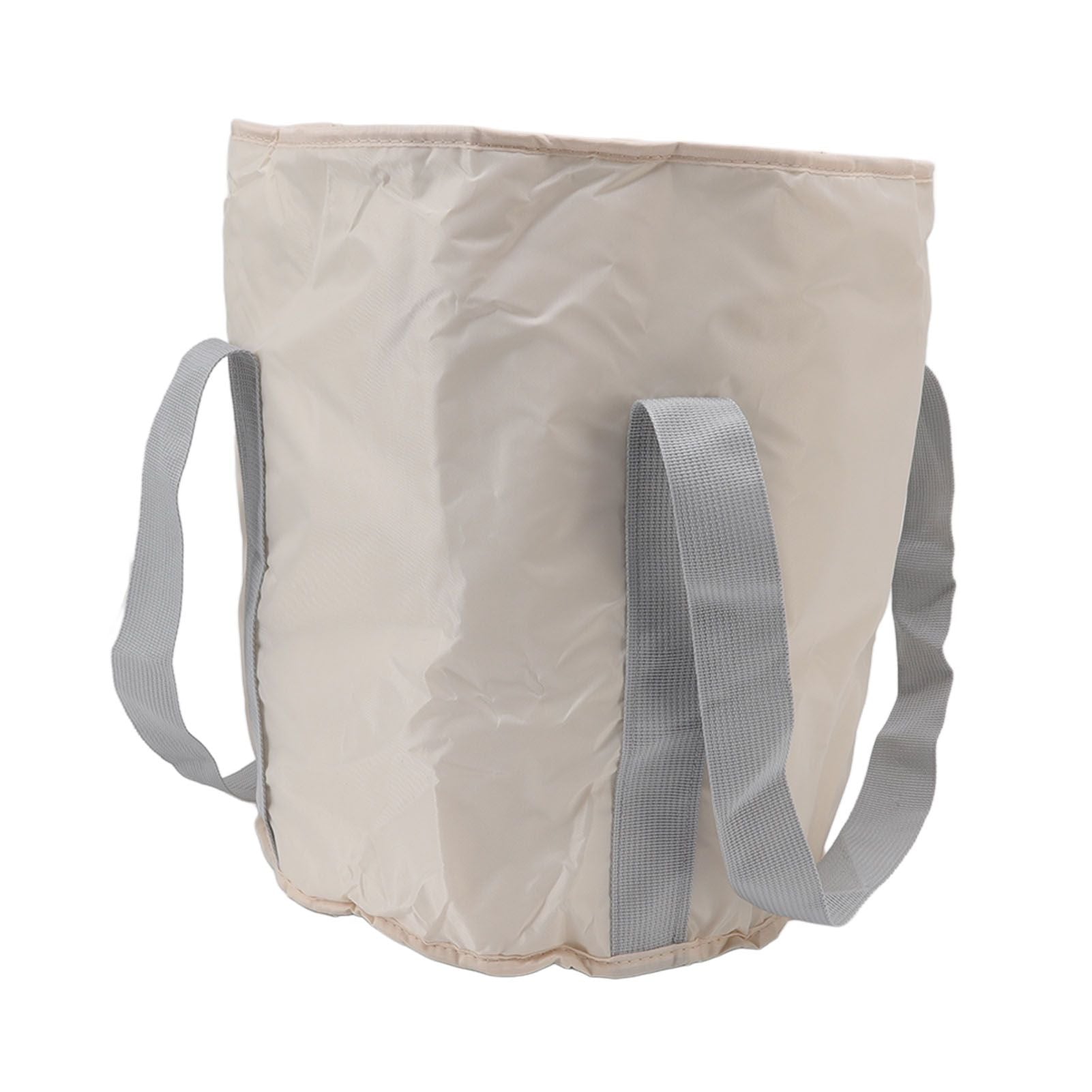 Foldable Foot Tub Polyester Double Layer Collapsible Camping Bucket with Storage Bag for Outdoor Beige