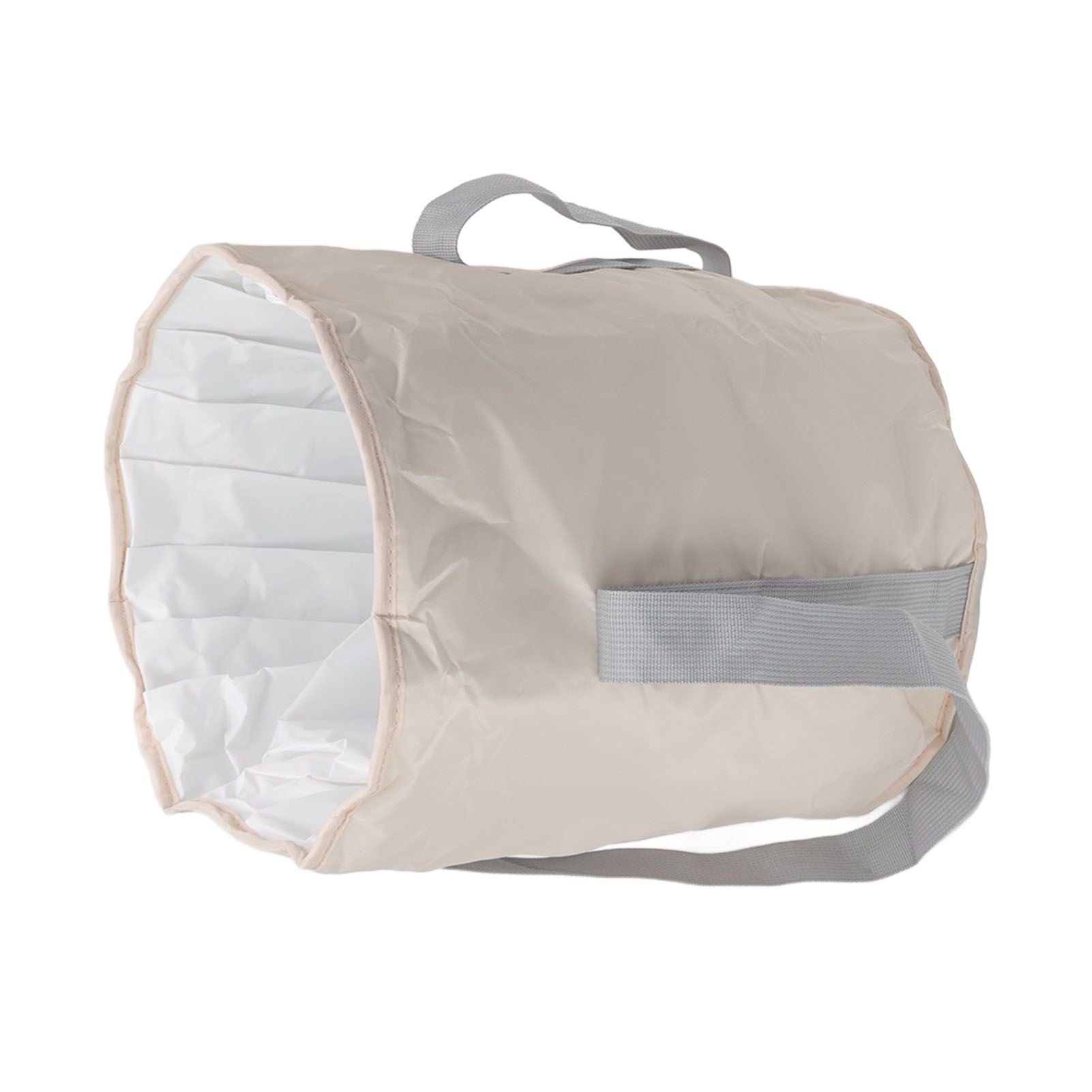 Foldable Foot Tub Polyester Double Layer Collapsible Camping Bucket with Storage Bag for Outdoor Beige