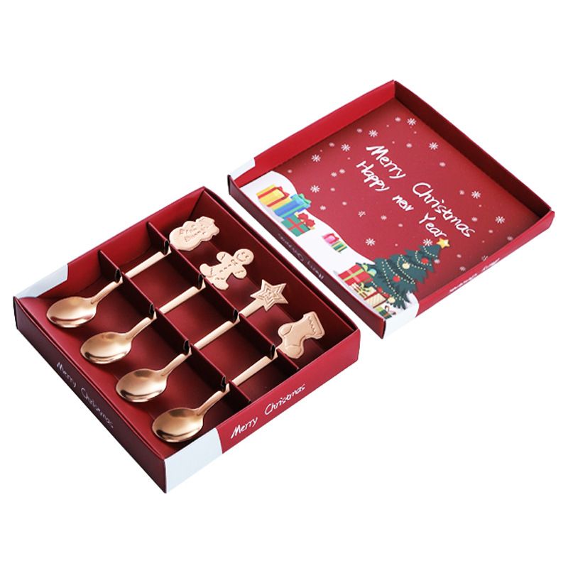 Coffee Spoon Set Stainless Steel Dessert Cake Spoon for Christmas Gifts Family Friends Rose Gold