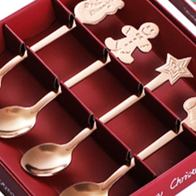 Coffee Spoon Set Stainless Steel Dessert Cake Spoon for Christmas Gifts Family Friends Rose Gold