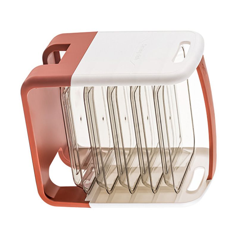 Four Layers Dish Preparation Plate Drawer Design Plastic Vegetable Preparation Rack Kitchen Storage Rack Pink