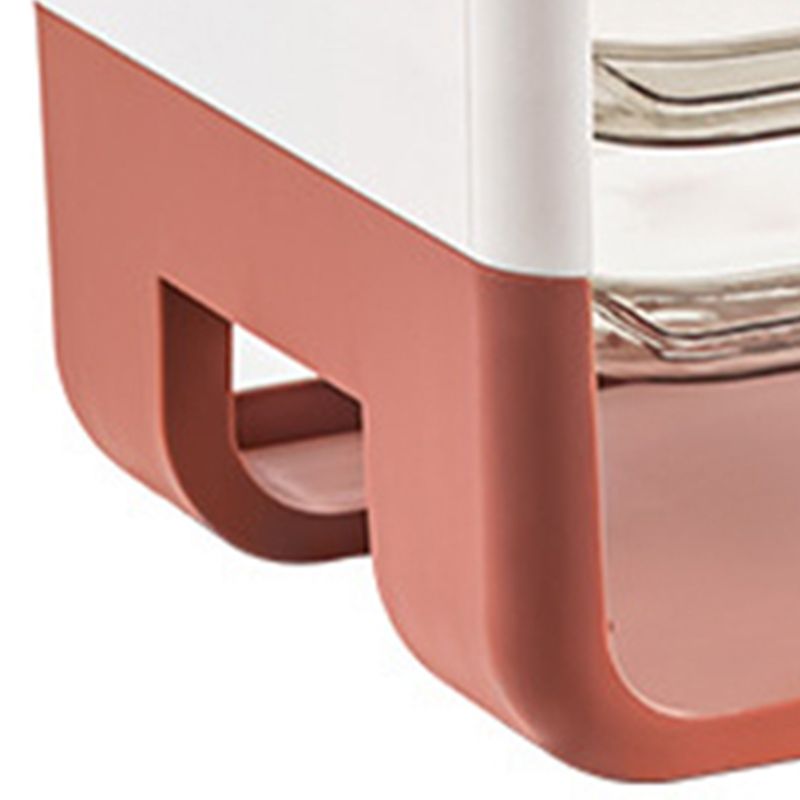 Four Layers Dish Preparation Plate Drawer Design Plastic Vegetable Preparation Rack Kitchen Storage Rack Pink