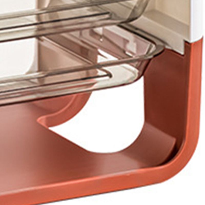 Four Layers Dish Preparation Plate Drawer Design Plastic Vegetable Preparation Rack Kitchen Storage Rack Pink
