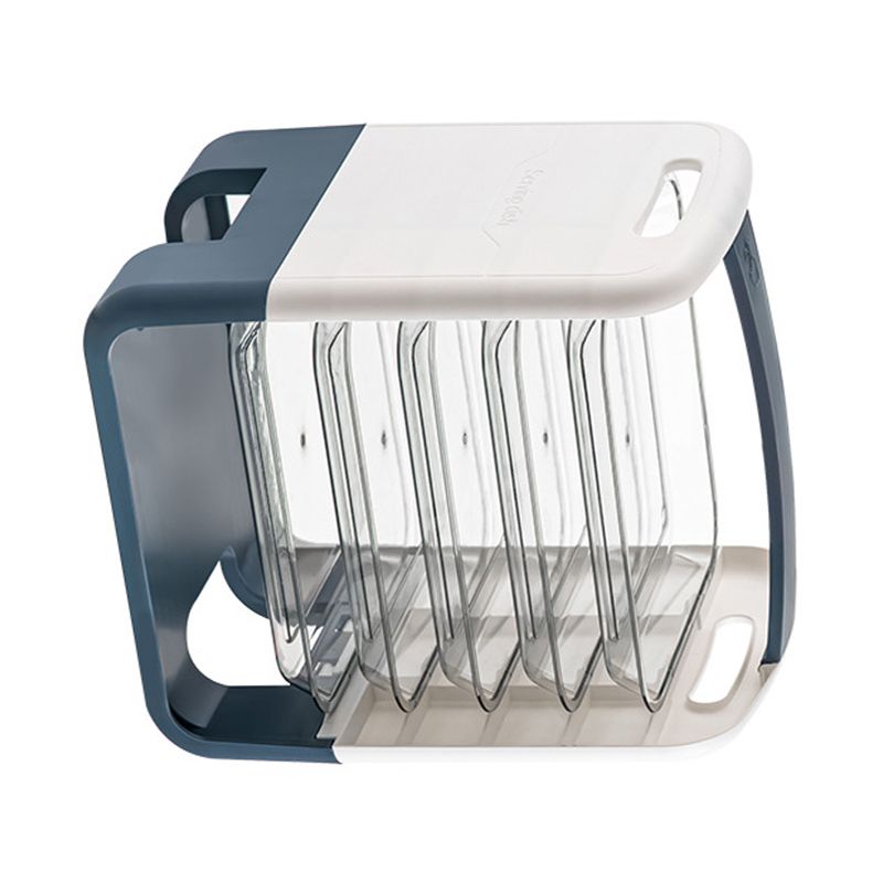 Four Layers Dish Preparation Plate Drawer Design Plastic Vegetable Preparation Rack Kitchen Storage Rack Blue