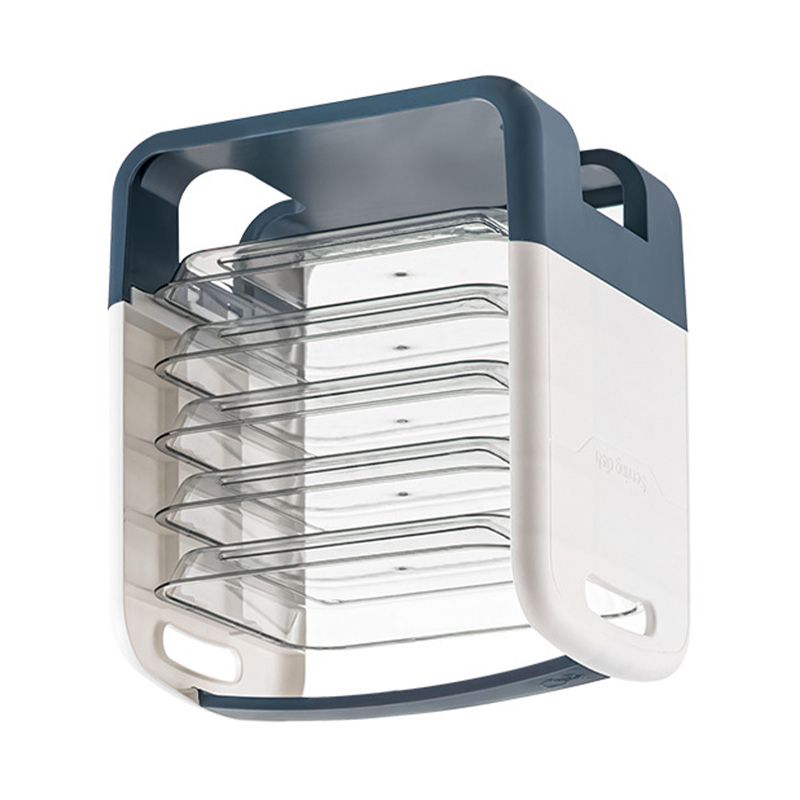 Four Layers Dish Preparation Plate Drawer Design Plastic Vegetable Preparation Rack Kitchen Storage Rack Blue