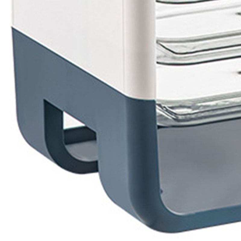 Four Layers Dish Preparation Plate Drawer Design Plastic Vegetable Preparation Rack Kitchen Storage Rack Blue