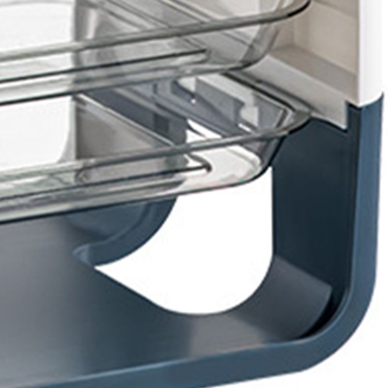 Four Layers Dish Preparation Plate Drawer Design Plastic Vegetable Preparation Rack Kitchen Storage Rack Blue