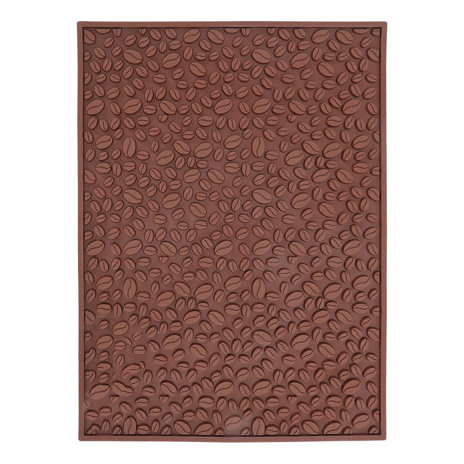 Non Slip Cup Mat Coffee Bean Design Desktop Bar Counter PVC Pad for Water Draining Filtering Brown