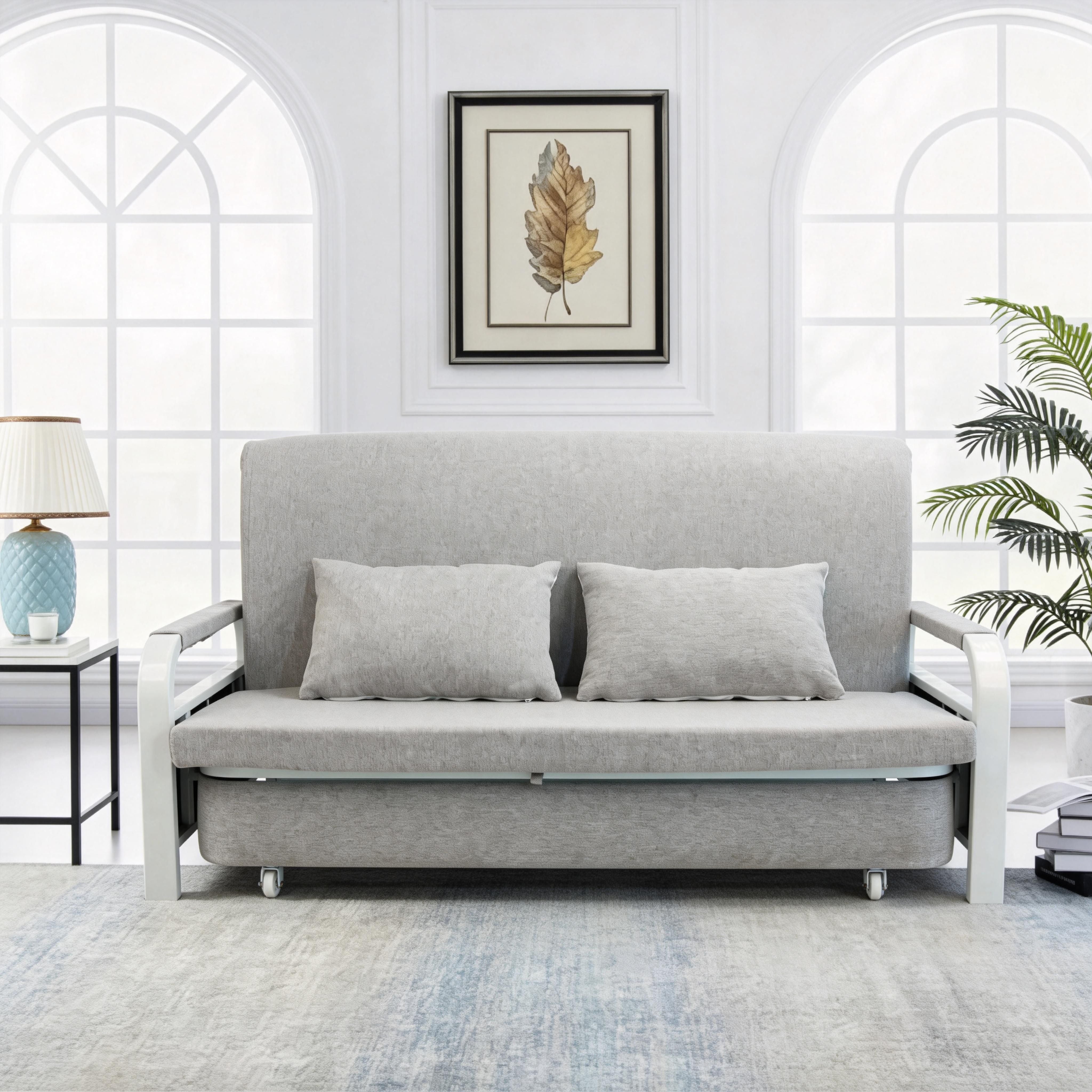 2 In 1 Sofa Bed Beneath Foldable Carbon Hidden Storage Sofa - 128cm