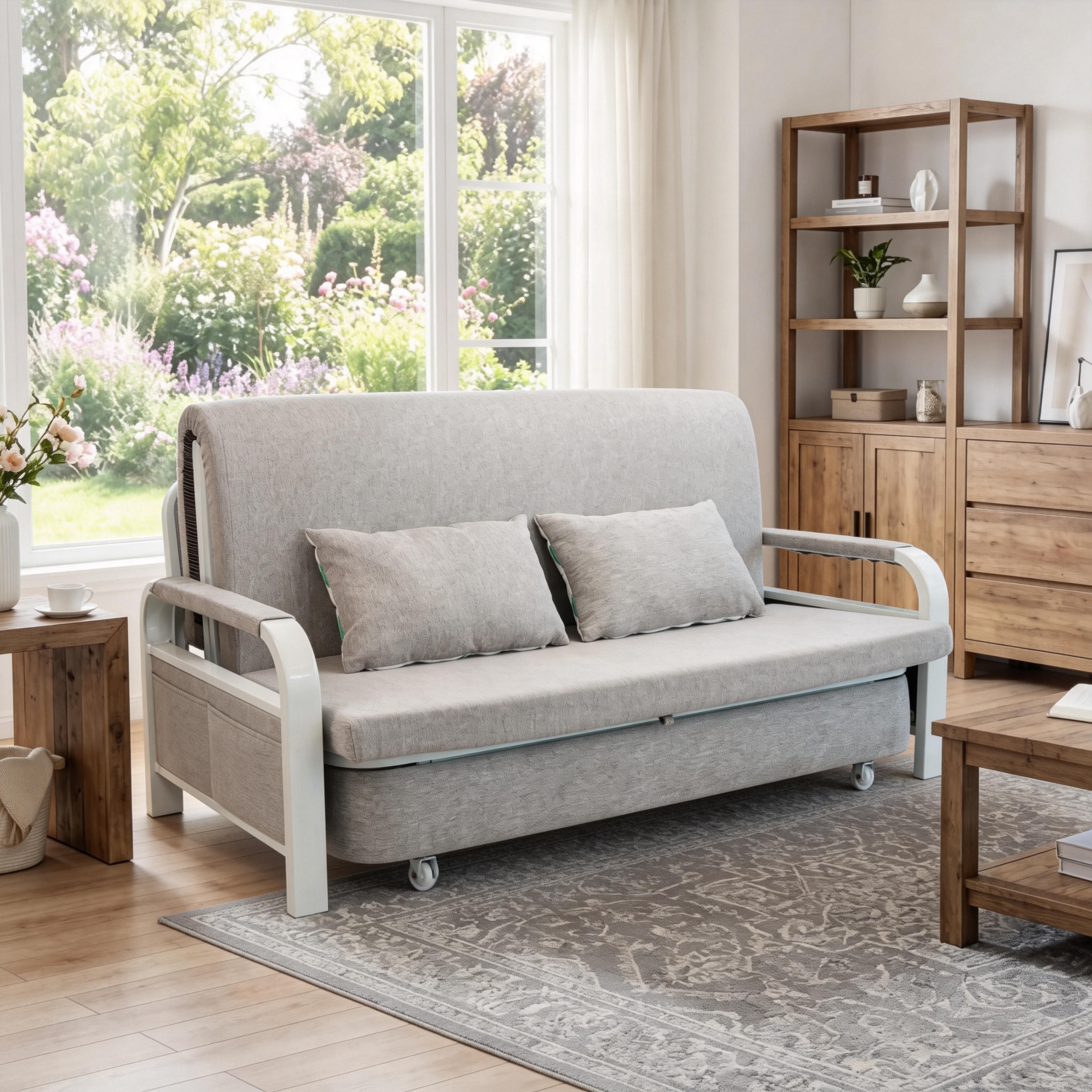 2 In 1 Sofa Bed Beneath Foldable Carbon Hidden Storage Sofa - 128cm