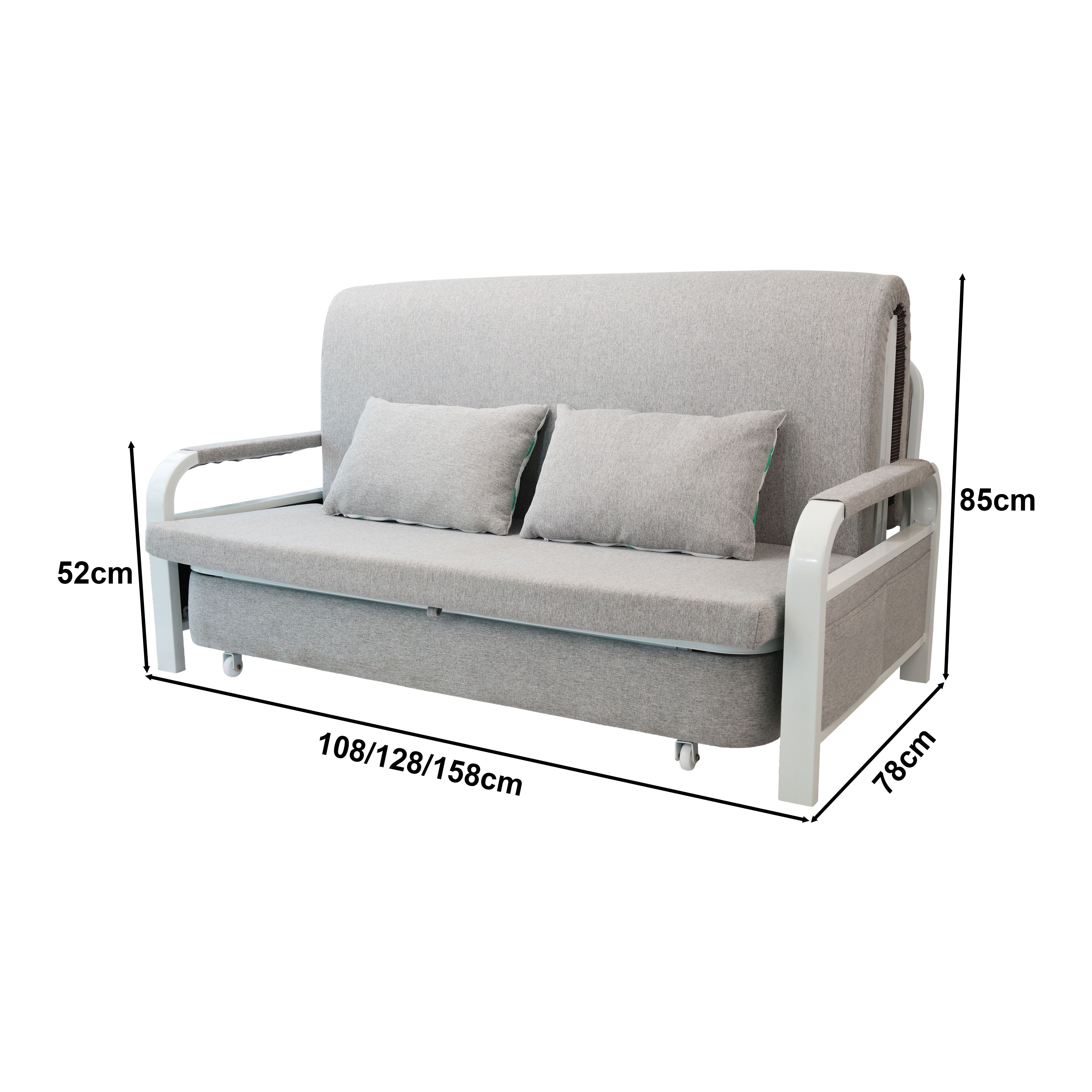 2 In 1 Sofa Bed Beneath Foldable Carbon Hidden Storage Sofa - 128cm
