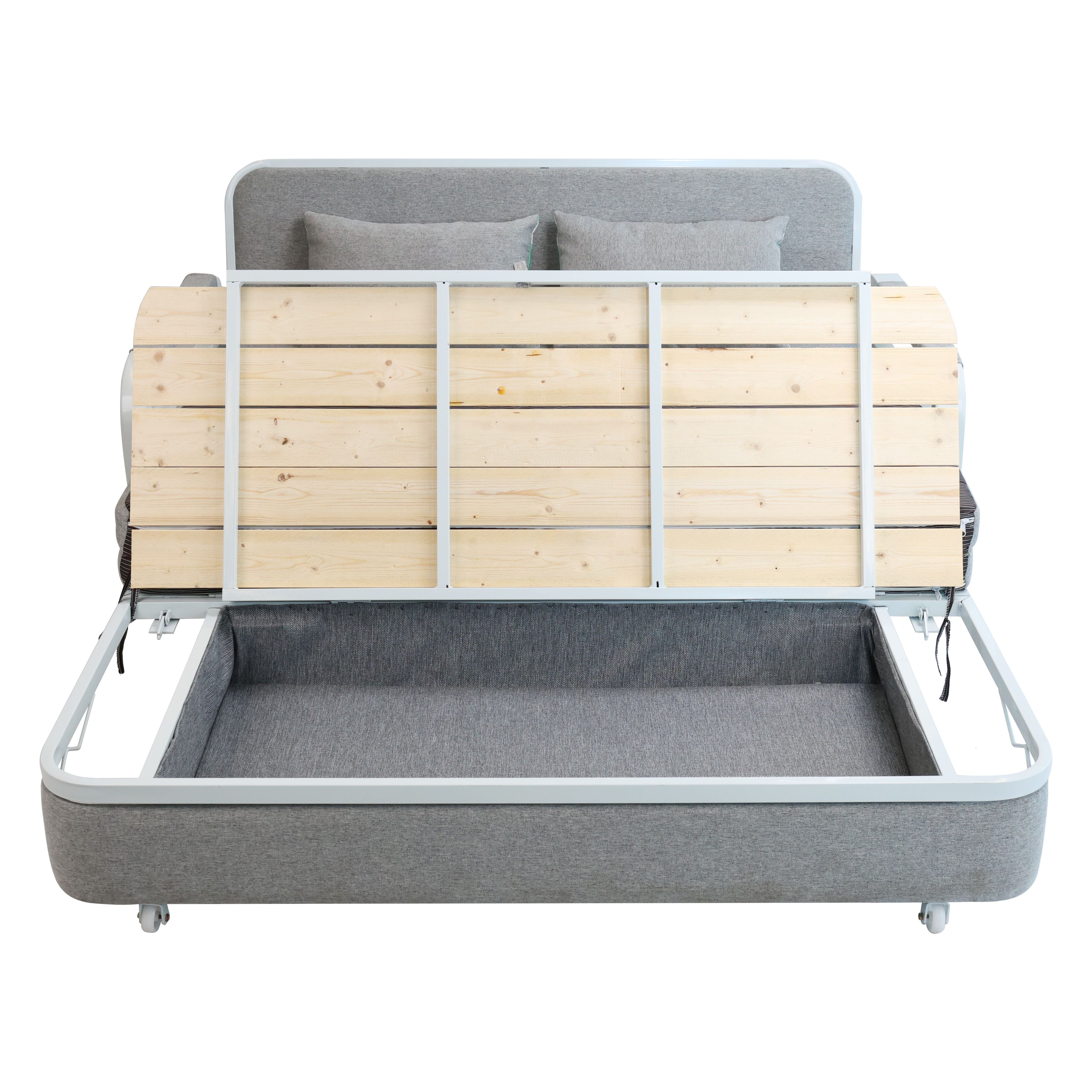 2 In 1 Sofa Bed Beneath Foldable Carbon Hidden Storage Sofa - 158cm
