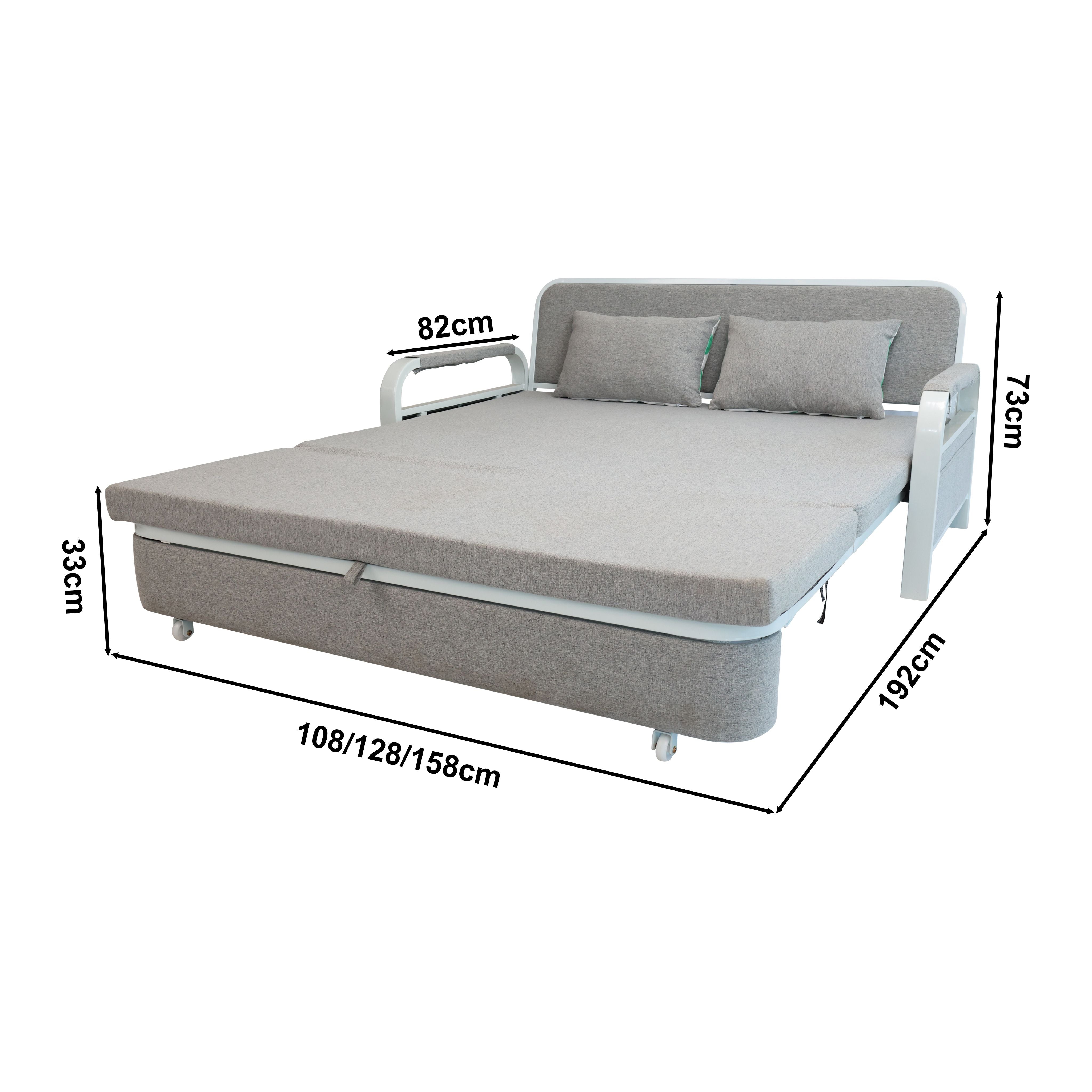 2 In 1 Sofa Bed Beneath Foldable Carbon Hidden Storage Sofa - 158cm