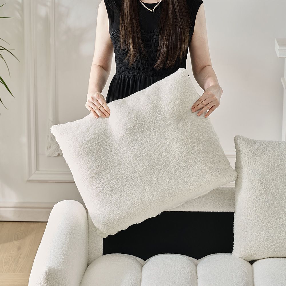 92-inch high-quality teddy fur fabric corner sofa - Black