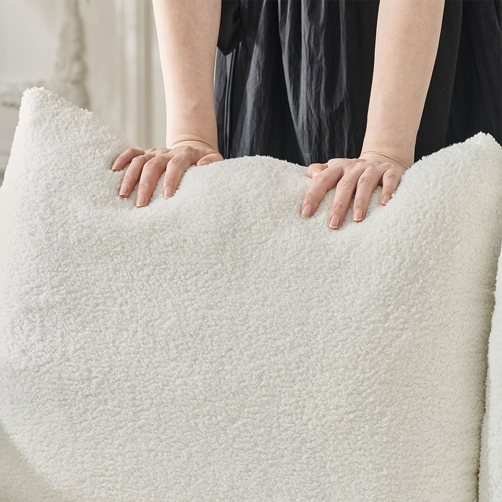92-inch high-quality teddy fur fabric corner sofa - Black