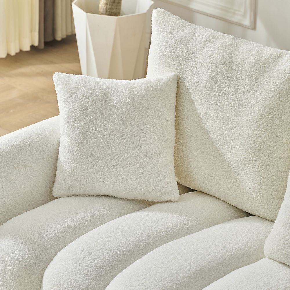 92-inch high-quality teddy fur fabric corner sofa - Black