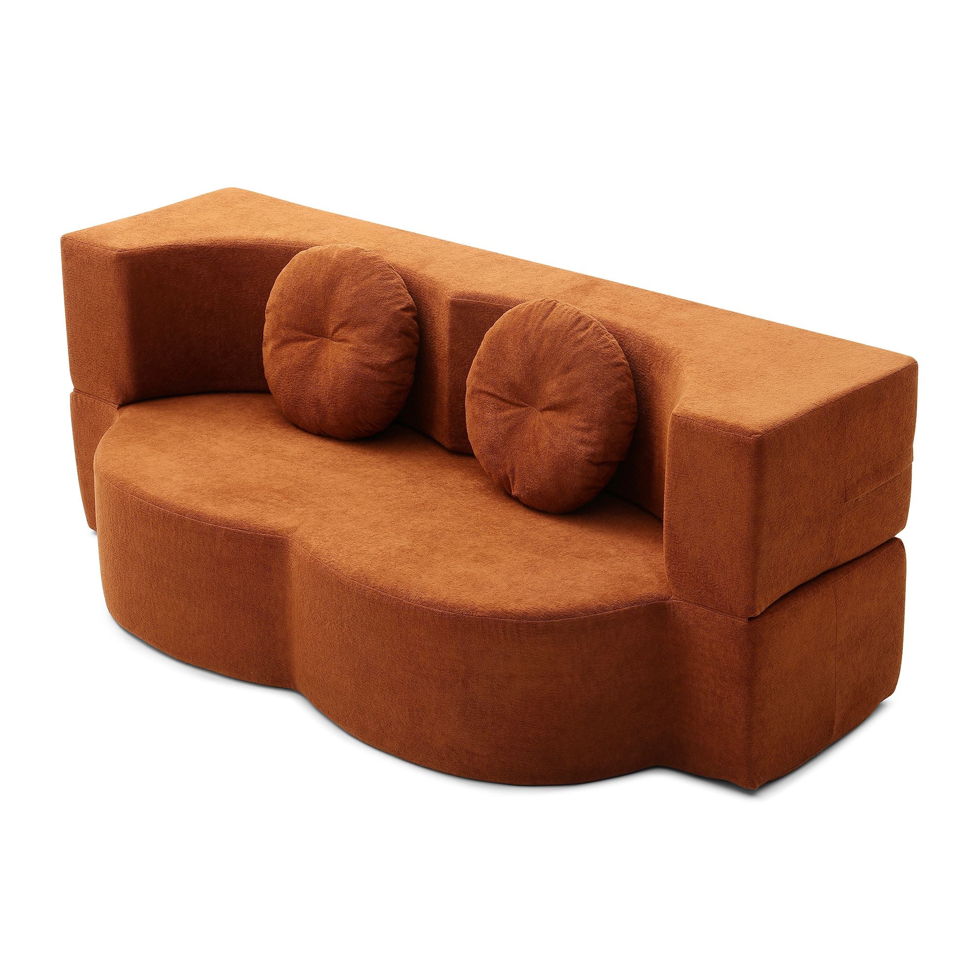 Convertible Folding Sofa Bed / Plush Corduroy Loveseat Couch - Grey
