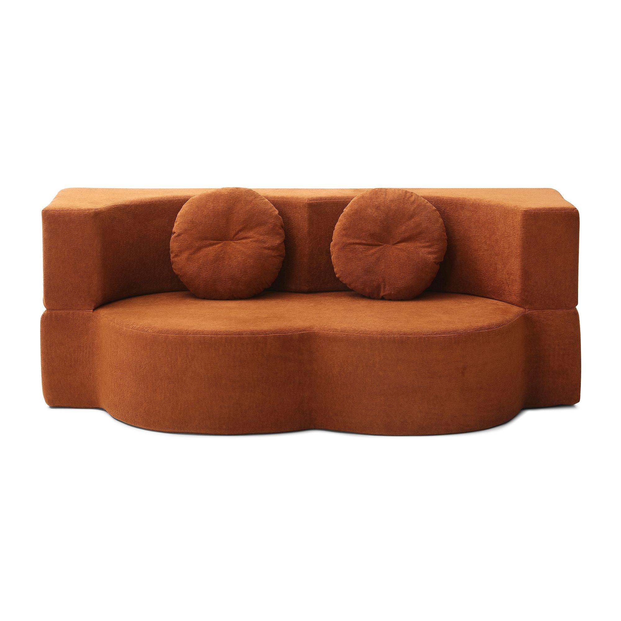 Convertible Folding Sofa Bed / Plush Corduroy Loveseat Couch - Orange