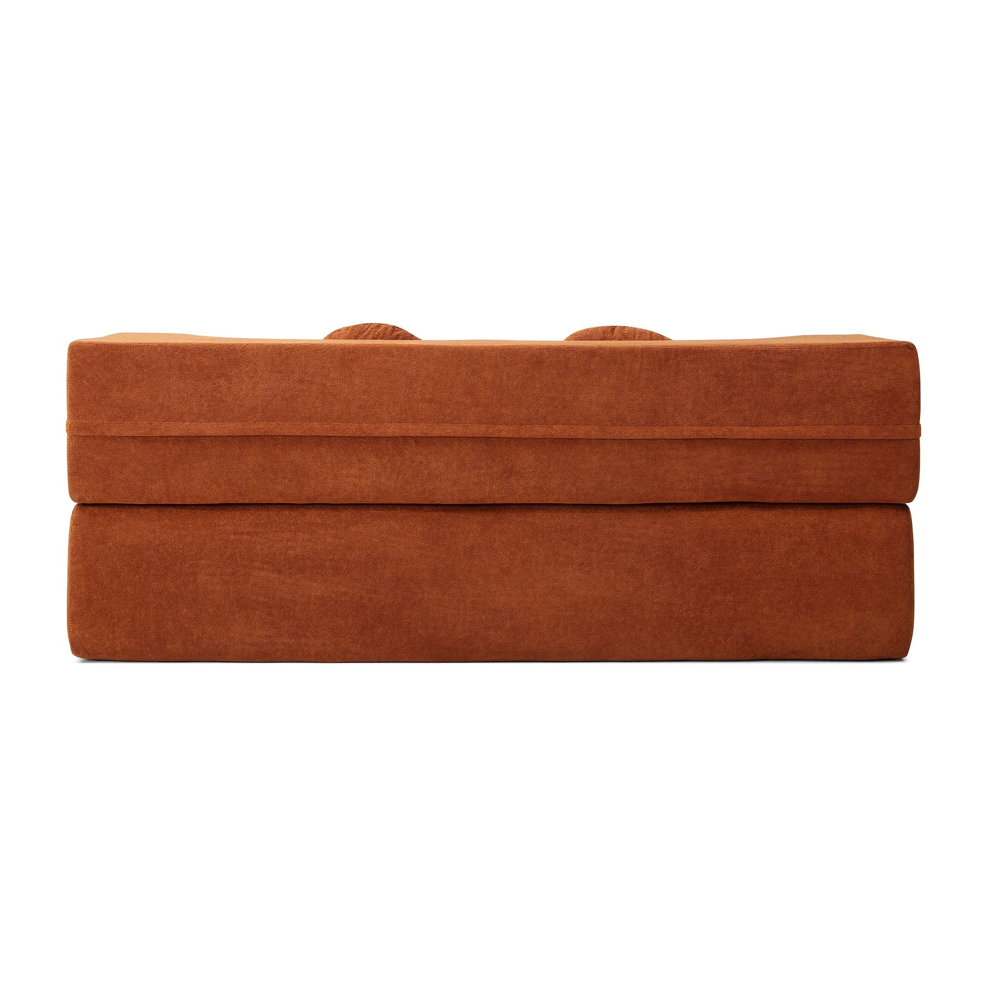 Convertible Folding Sofa Bed / Plush Corduroy Loveseat Couch - Orange