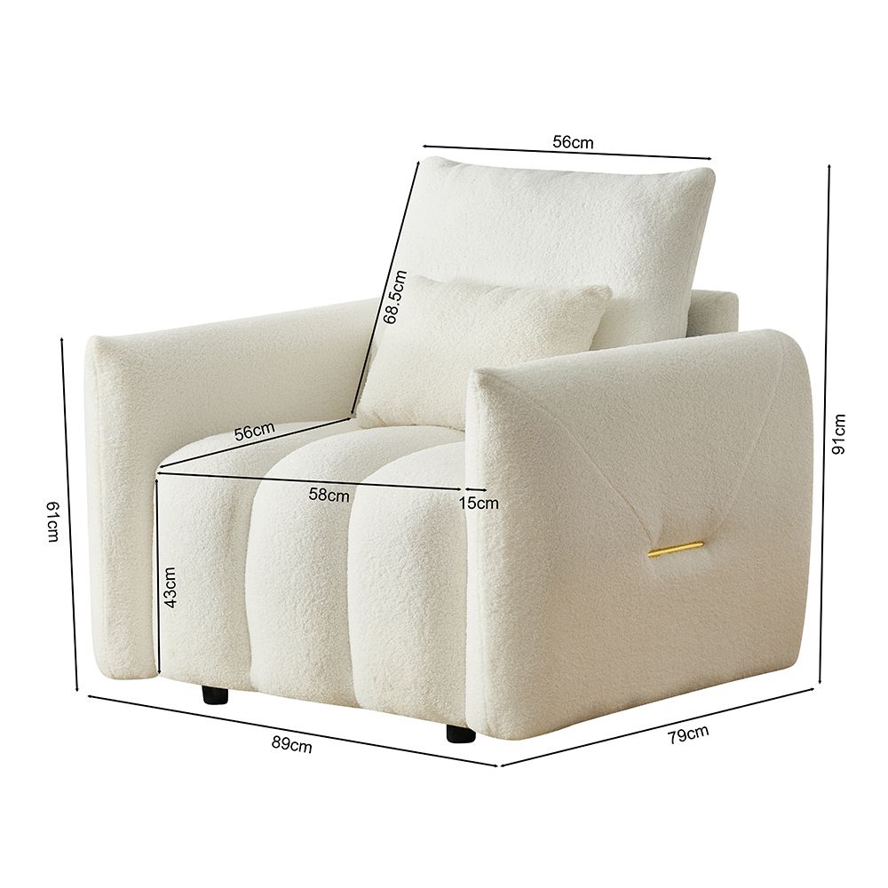 35 "Teddy fabric sofa, modern lounge chair, upholstered with a pillow - Black