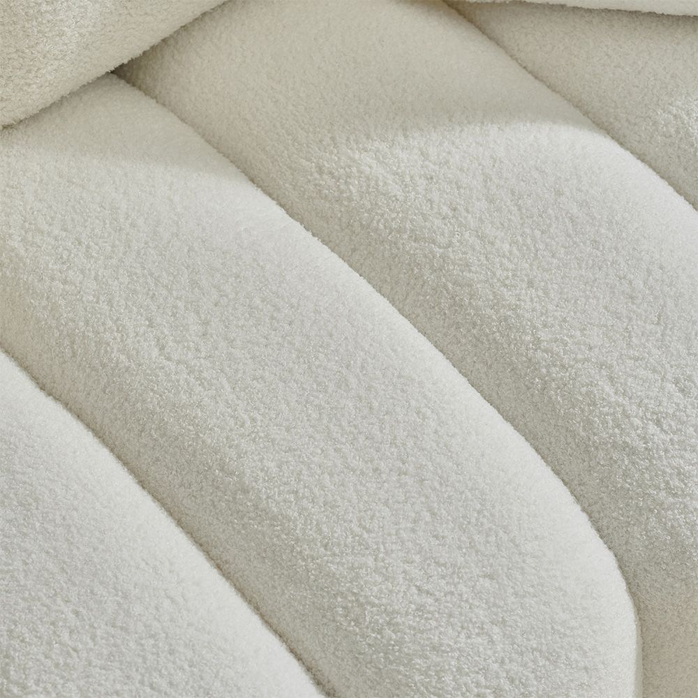 92-inch high-quality teddy fur fabric corner sofa - White