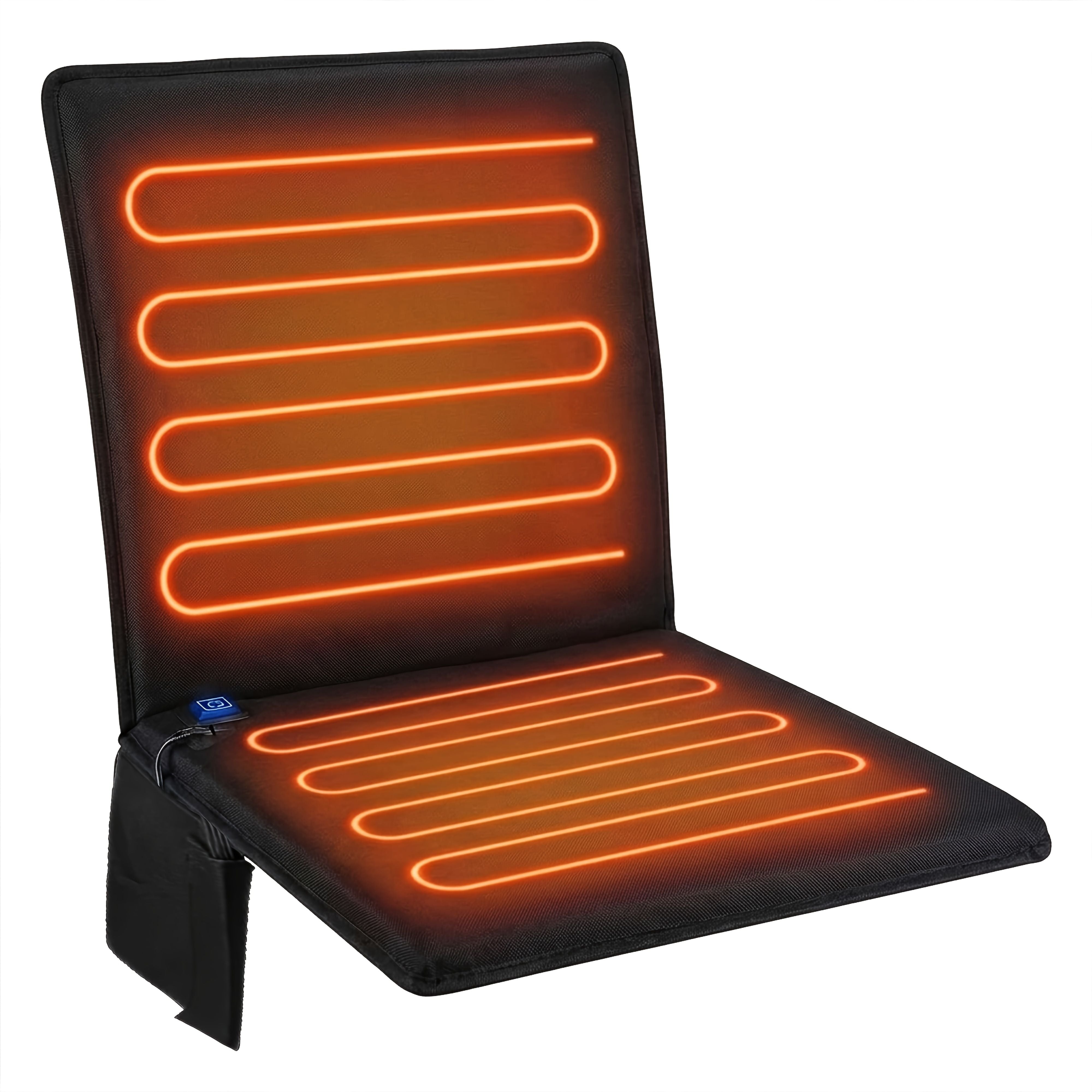 Black Blue heated chair pad, office chair warmer, camping chair heater, wheelchair seat warmer, electric seat warmer, warm seat cushion, chair heating pad