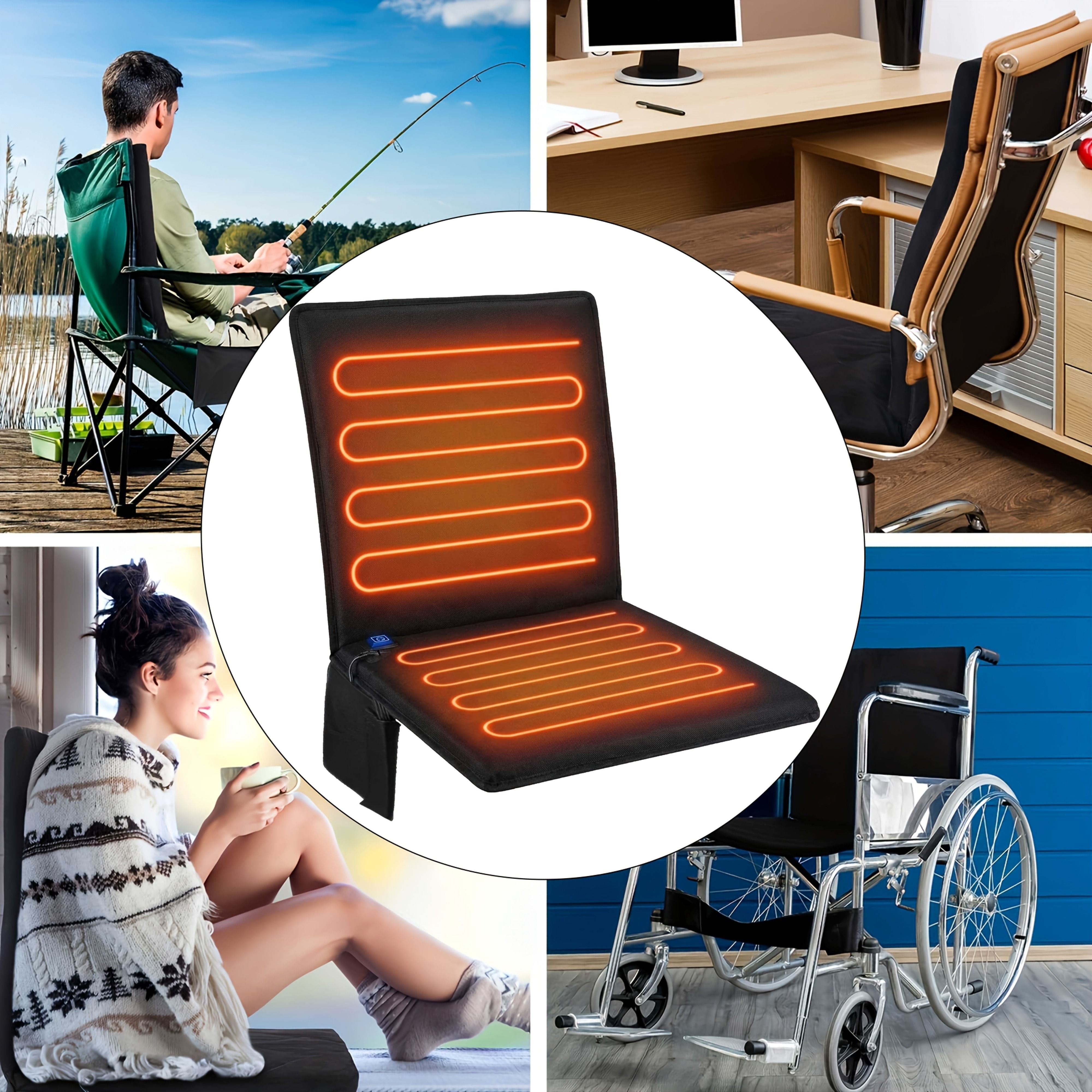 Black Blue heated chair pad, office chair warmer, camping chair heater, wheelchair seat warmer, electric seat warmer, warm seat cushion, chair heating pad