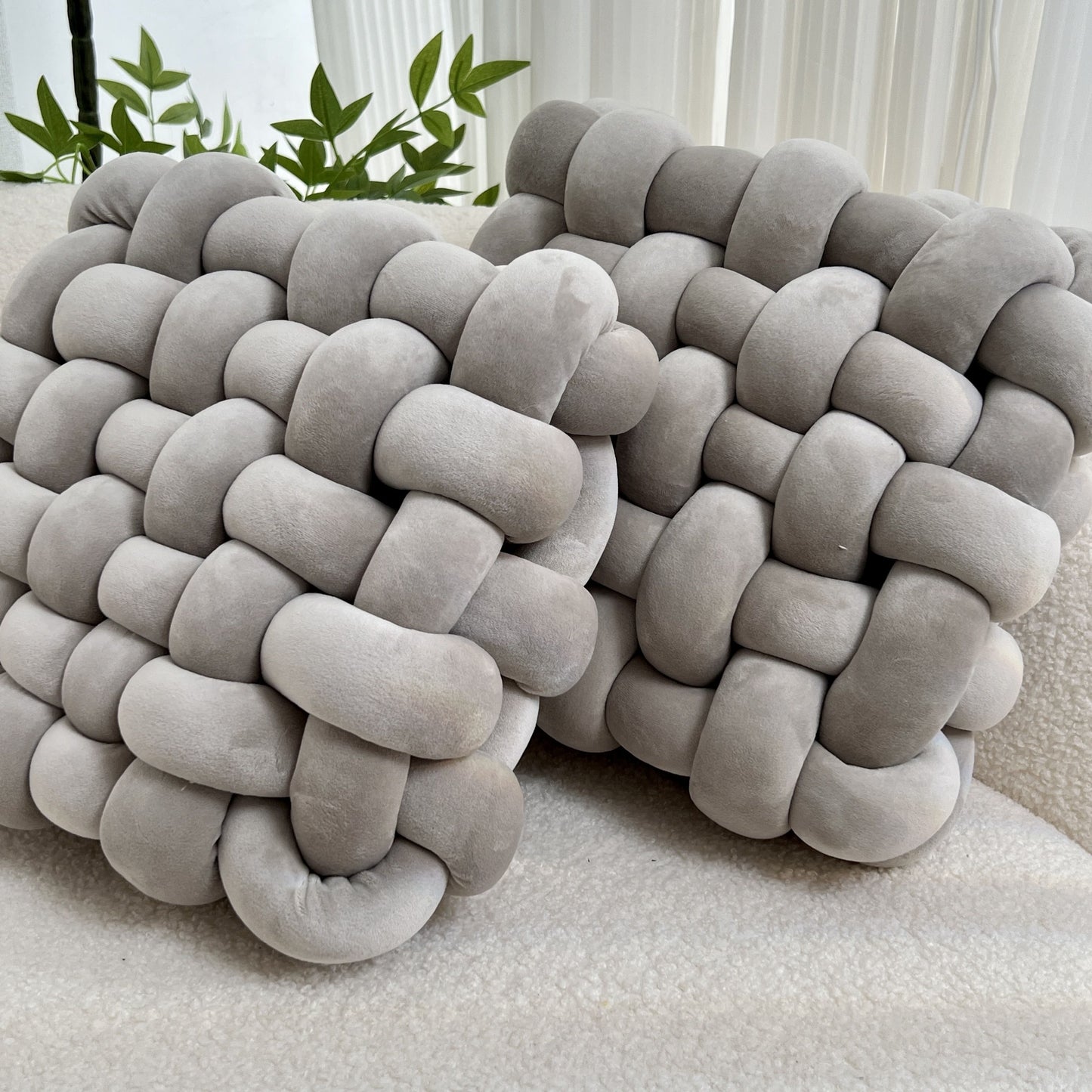 Gray Yellow braided sofa cushions, modern throw pillows, stylish sofa decor, comfortable home accessories, living room cushions, Australian home decor, durable sofa cushions, grey decorative pillows