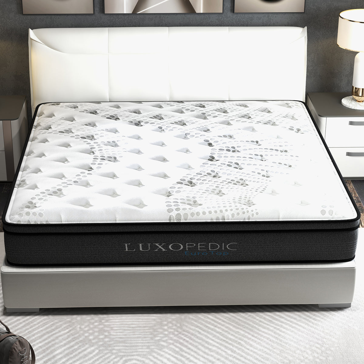Luxopedic Pocket Spring Mattress 5 Zone 32CM Euro Top Memory Queen, White