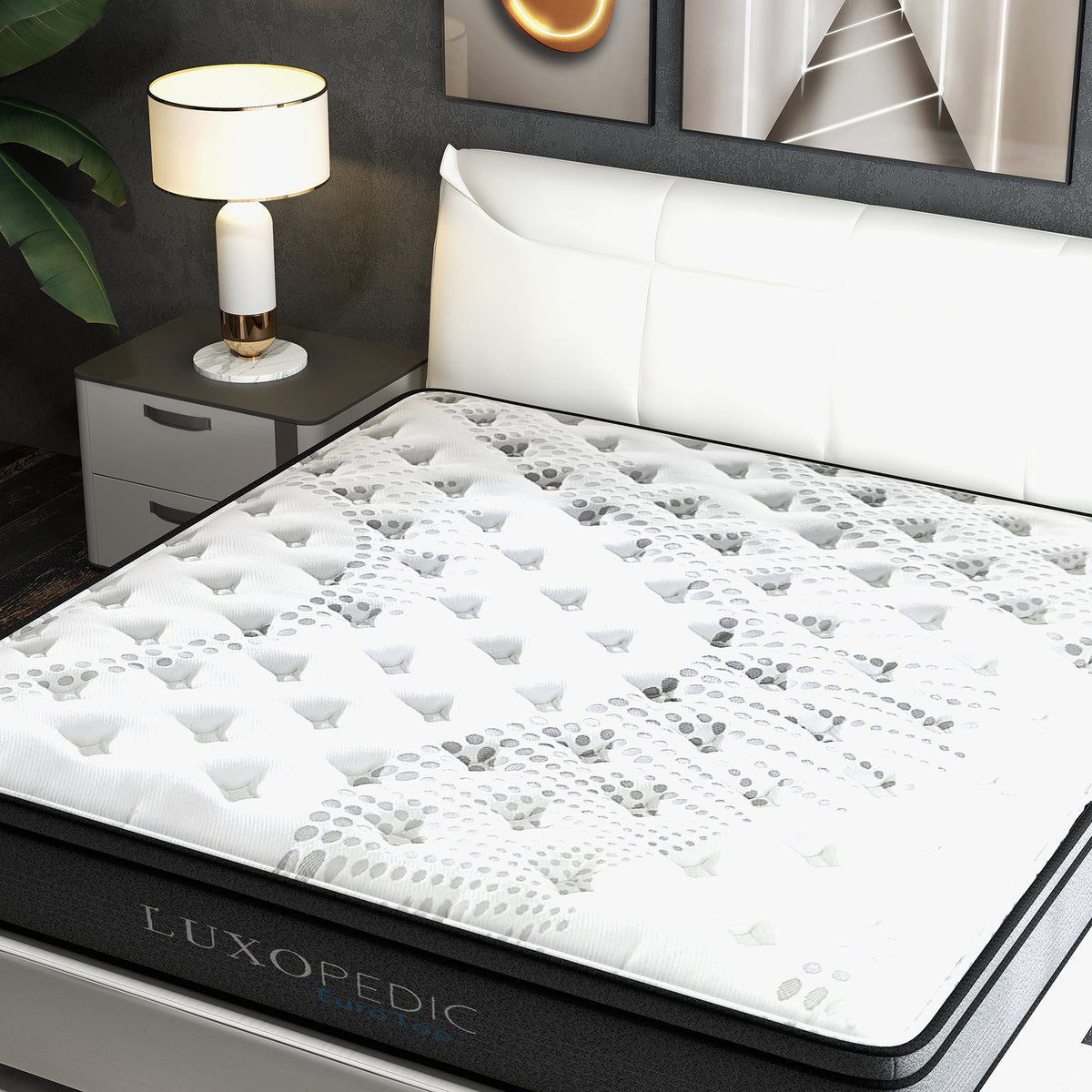 Luxopedic Pocket Spring Mattress 5 Zone 32CM Euro Top Memory King, White