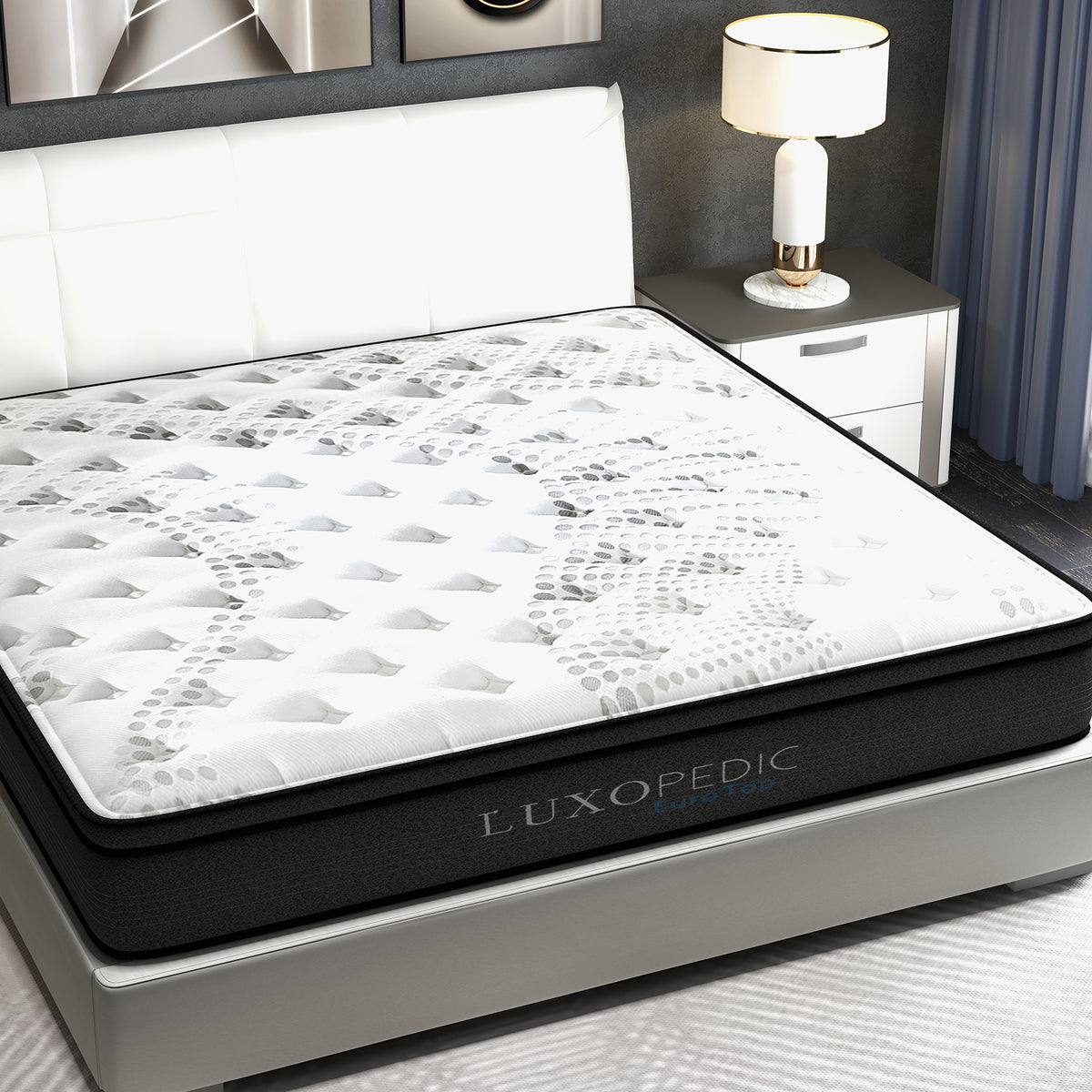 Luxopedic Pocket Spring Mattress 5 Zone 32CM Euro Top Memory King, White