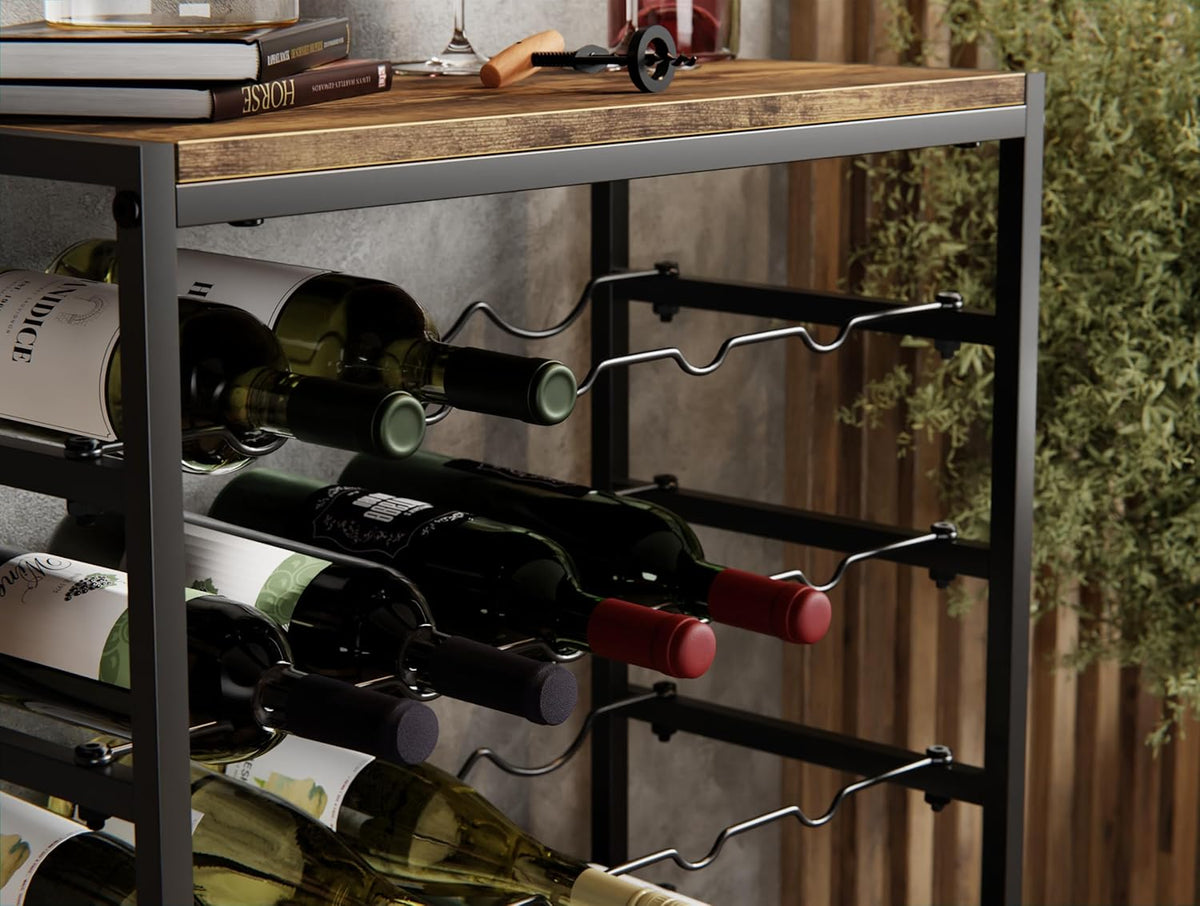 6-Tier Freestanding Wine Rack for 30 Bottles with Wood Countertop