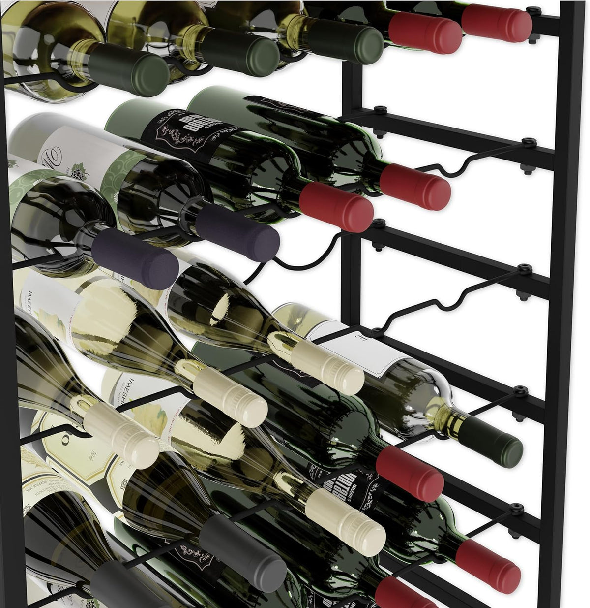 6-Tier Freestanding Wine Rack for 30 Bottles with Wood Countertop
