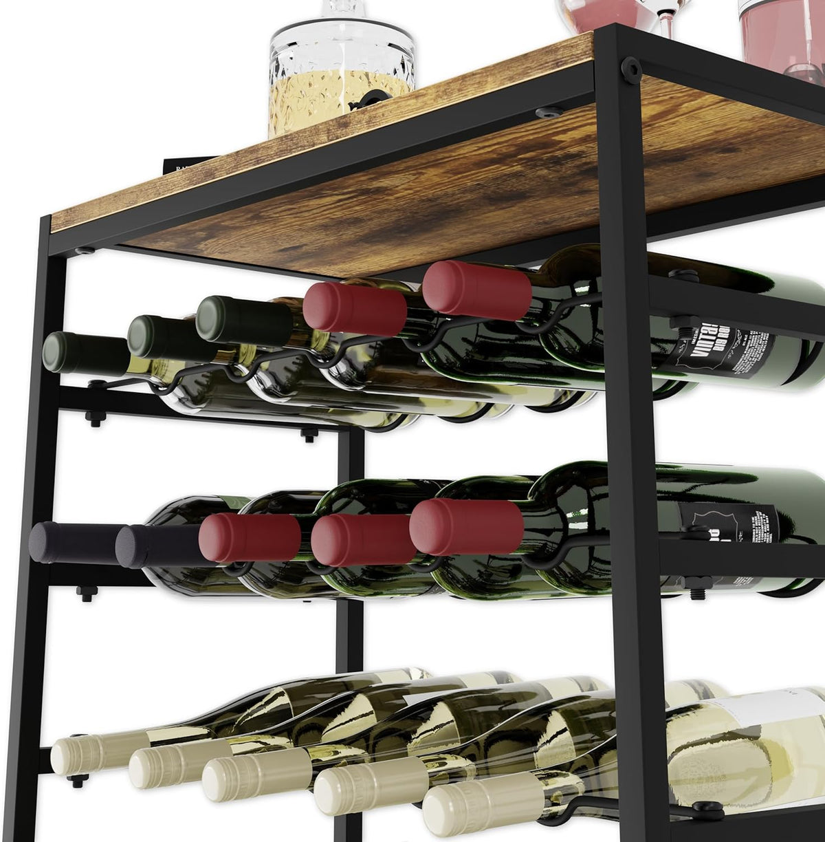 6-Tier Freestanding Wine Rack for 30 Bottles with Wood Countertop